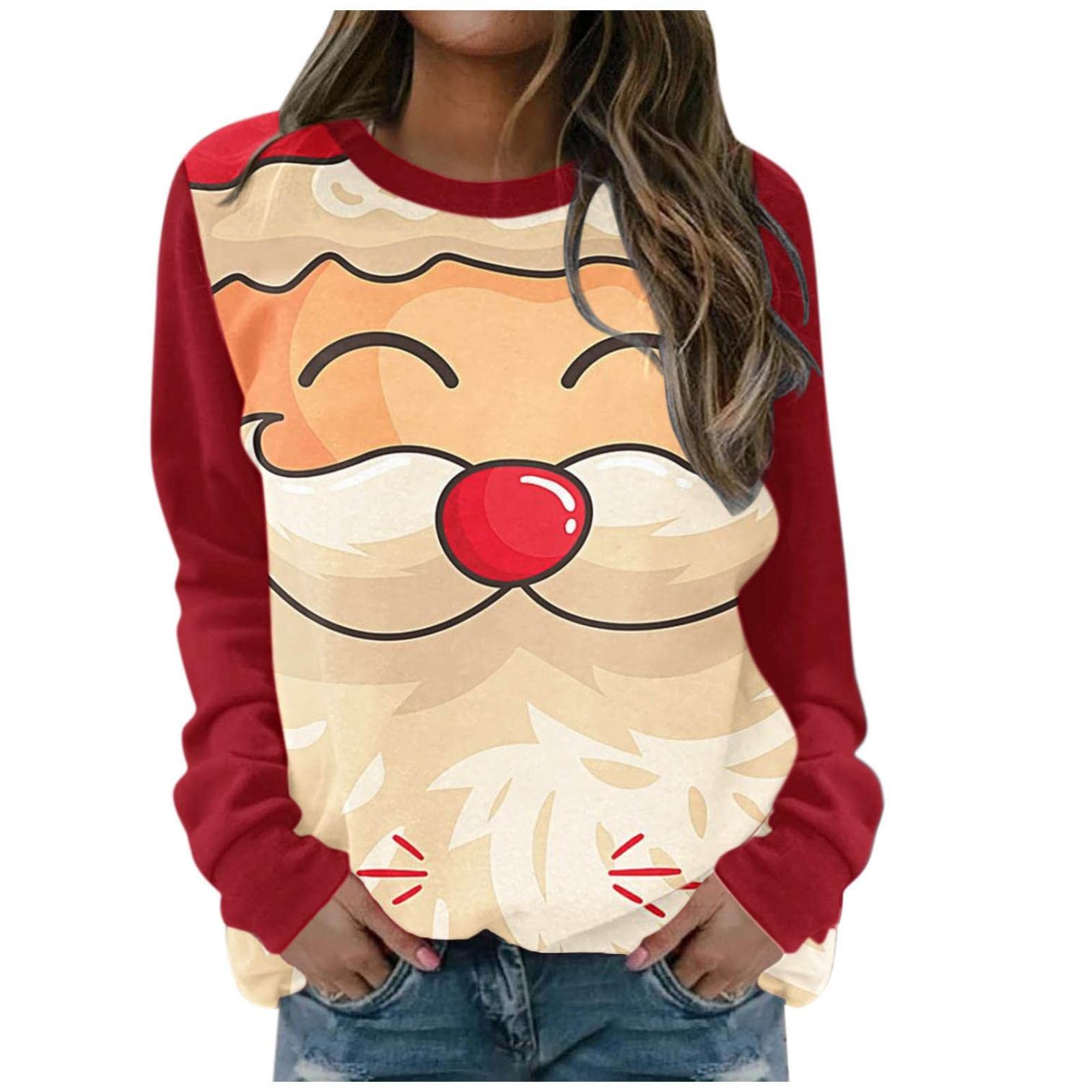 AIHOU Women's Christmas Hoodie - Long Sleeve Pullover Casual Color Block Sweatshirt | Holiday Party, Family Gathering, Winter Outfit Essential