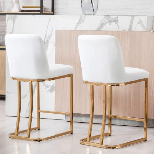 24inch Counter Height-white-leather