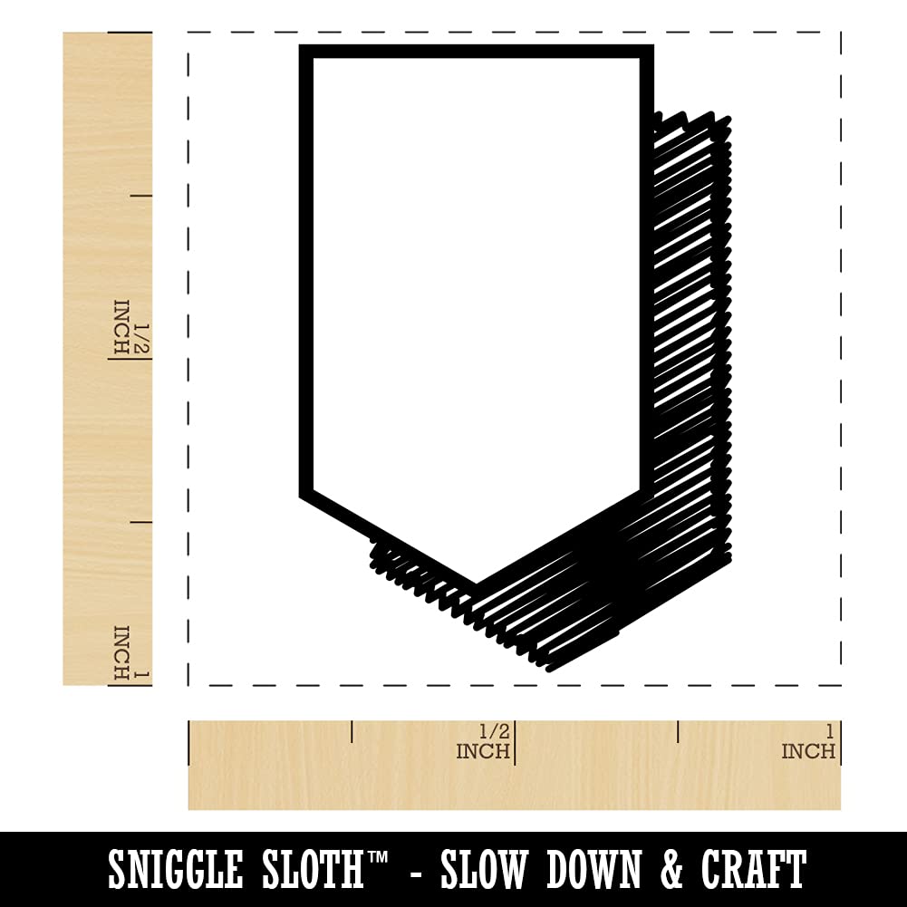 1 Inch Small Self-Inking Rubber Stamp with Red Ink - Flag Pennant Doodle Drop Shadow Design for Crafting, Scrapbooking & Document Marking