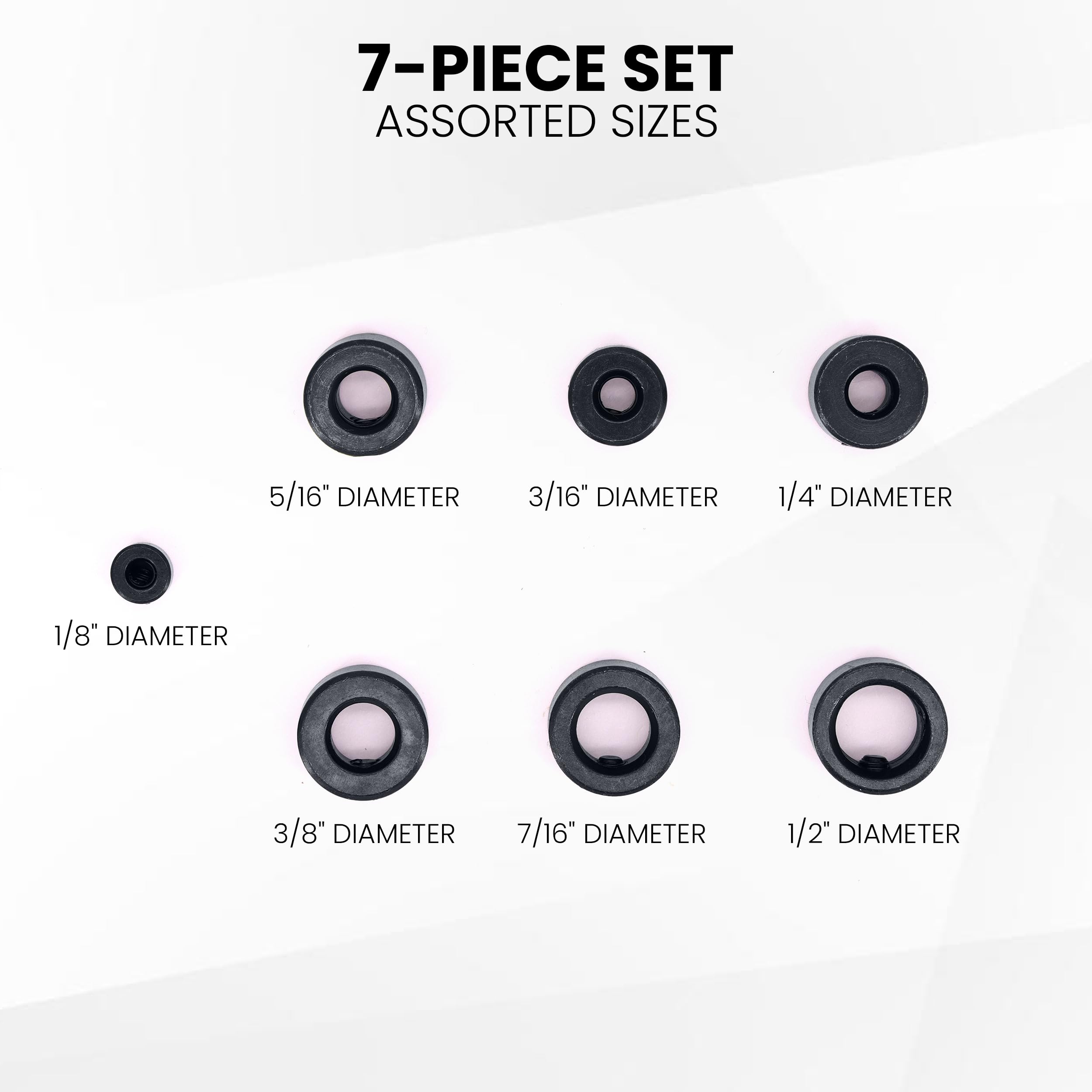 **7-Piece Drill Stop Bit Collar Set - 1/8