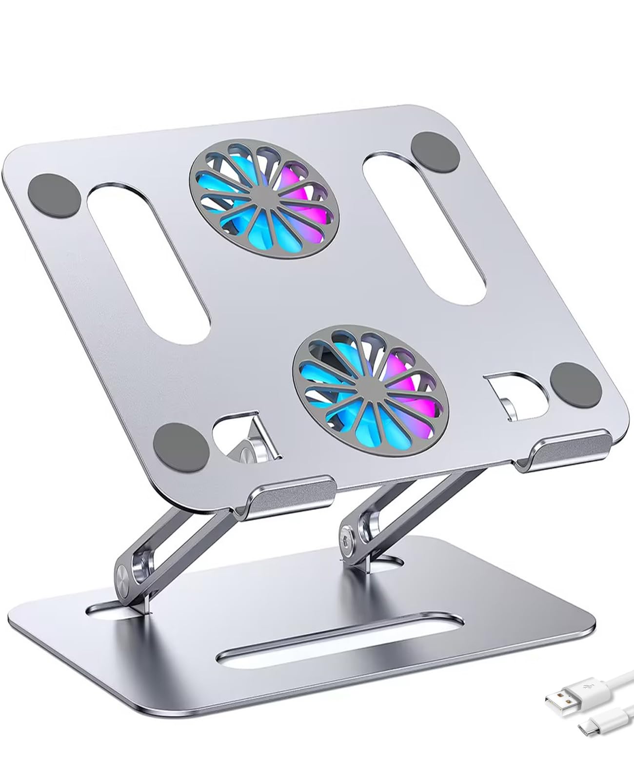 Portable Adjustable Aluminum Laptop Stand with Cooling Fan for MacBook Pro, iMac, 12-15.6