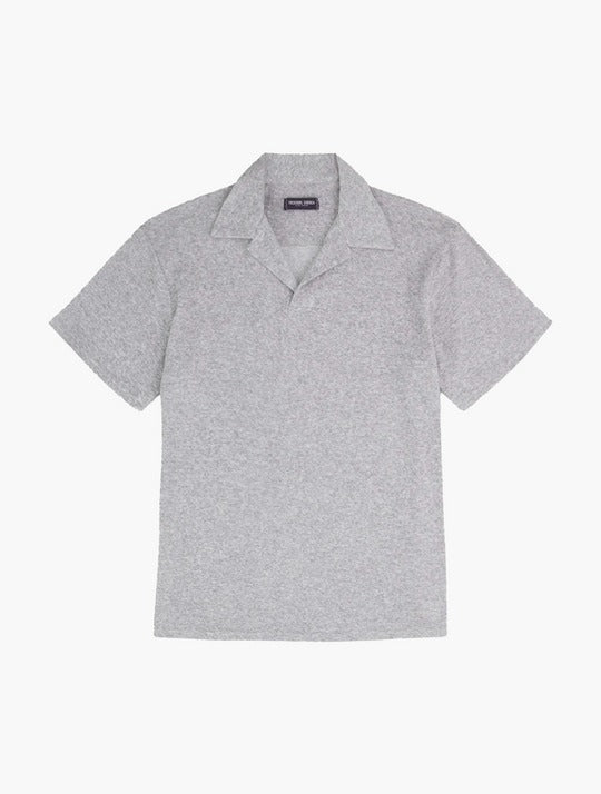 FRESCOBOL CARIOCA Faustino Men's Terry Cotton Polo Shirt - Grey Melange - Comfortable Casual Wear for Beach, Golf & Summer Outings