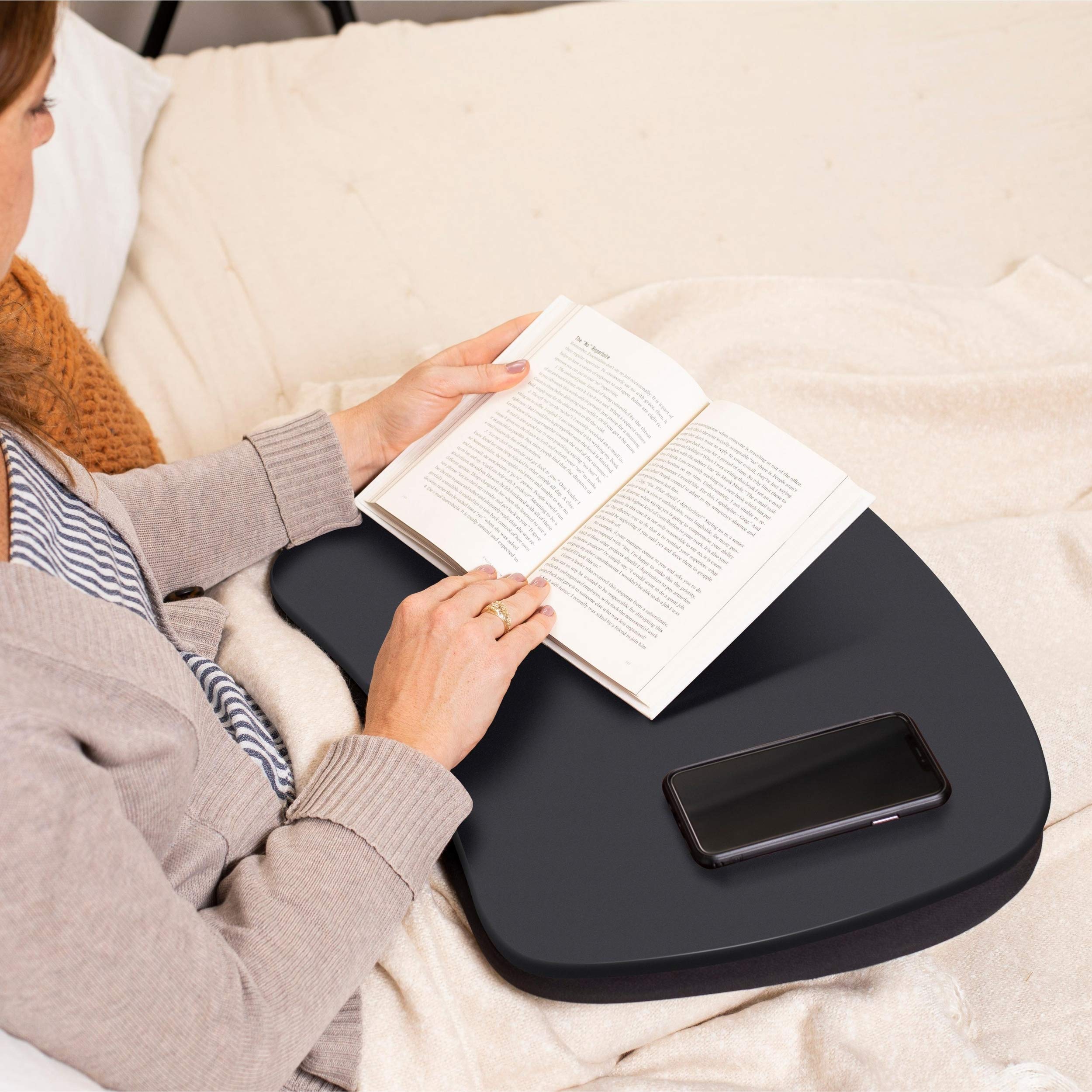 BIRDROCK HOME Oversized Lap Desk with Memory Foam Cushion - Portable Laptop Tray for Adults & Students - 17 Inch Laptop Tray with Ergonomic Wrist Rest - Home Office, Bed, Sofa & Travel Use - Matte Black