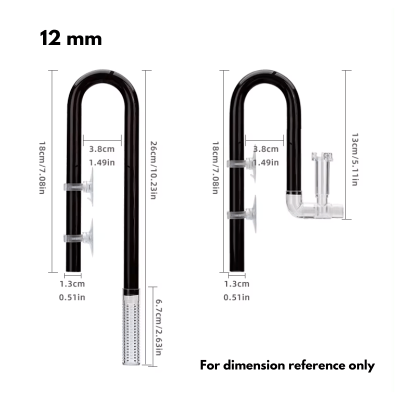 AQUAPRO 12mm/16mm Plastic Skimmer Outflow & Inflow with Suction Cups - Perfect for Aquarium, Pond, and Water Garden Filtration Systems