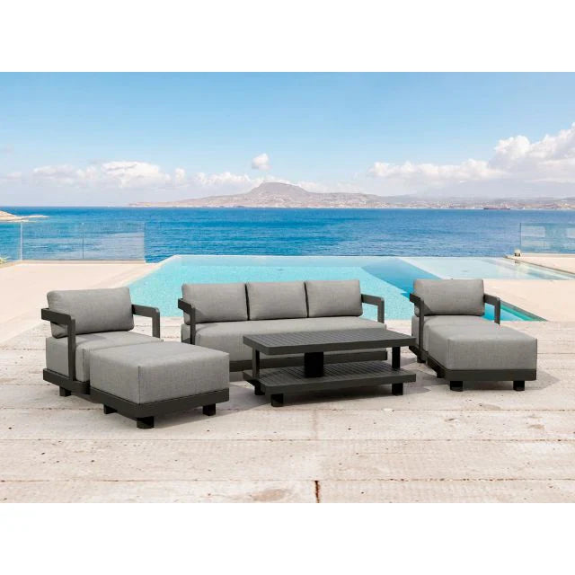 Anderson Teak 6-Piece Granada Aluminum Deep Seating Patio Set (SET 903 AL) - Outdoor Furniture for Garden, Poolside & Backyard Relaxation