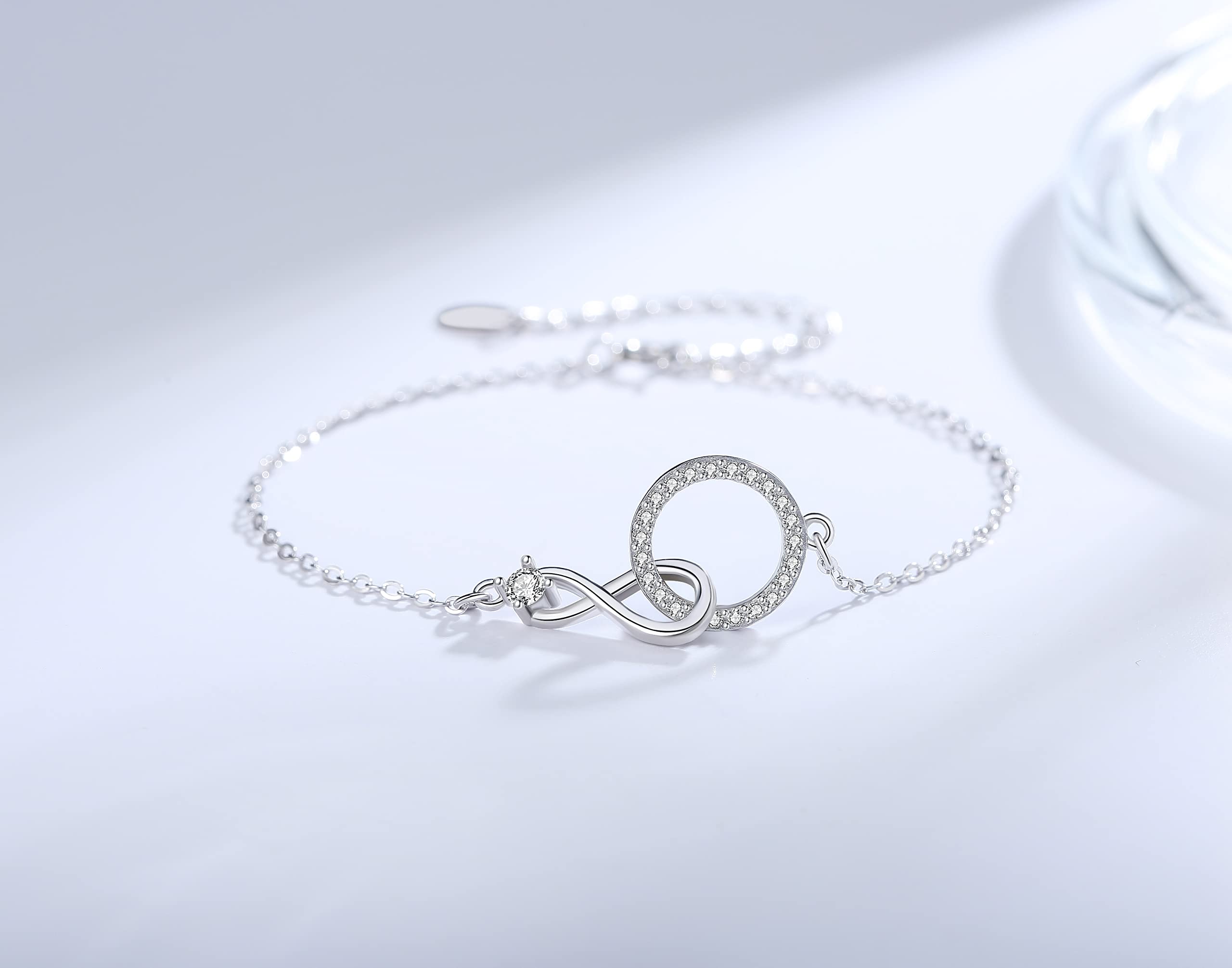 925 Sterling Silver Infinity CZ Circle Bracelet for Mother & Son - Elegant Matching Jewelry Gift Set for Mom, Birthday & Mother's Day - Perfect for Special Occasions & Heartfelt Moments