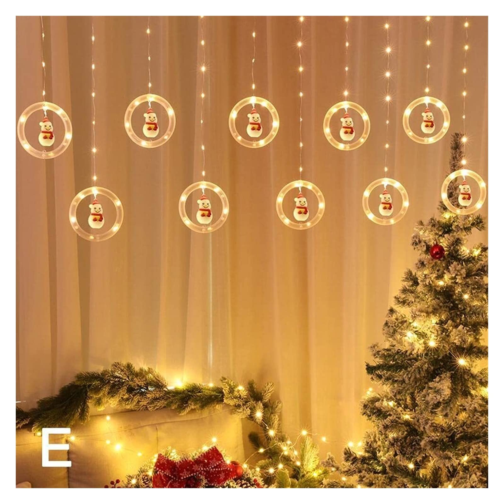 LED Christmas Curtain String Lights with Wishing Balls & Icicles - Santa, Snowman, Reindeer Decor for Tree, Window & Home - Perfect for Holiday Parties, Indoor/Outdoor Decorations & Gift Giving