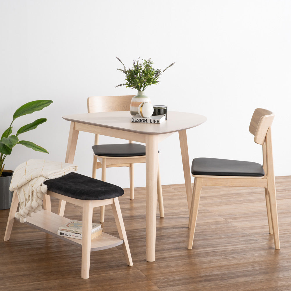 TACY Modern Dining Chair - Natural & Black Wooden Seat - Comfortable Kitchen & Dining Room Furniture for Home & Restaurant Use