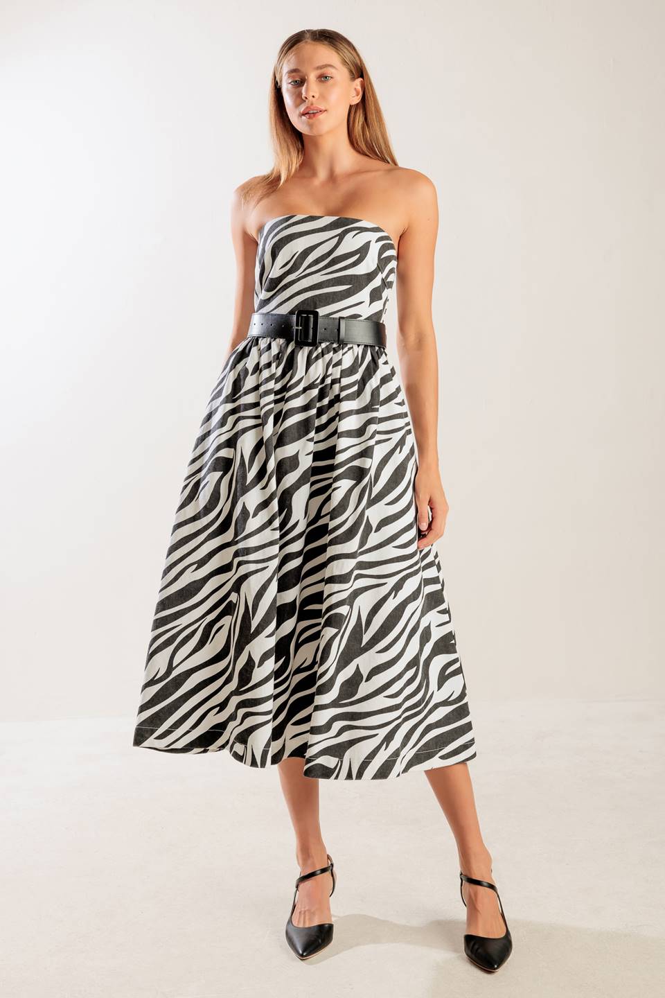 Stylish Zebra Print Midi Dress - Trendy Animal Print Fashion for Women | Perfect for Parties, Dates & Casual Outings