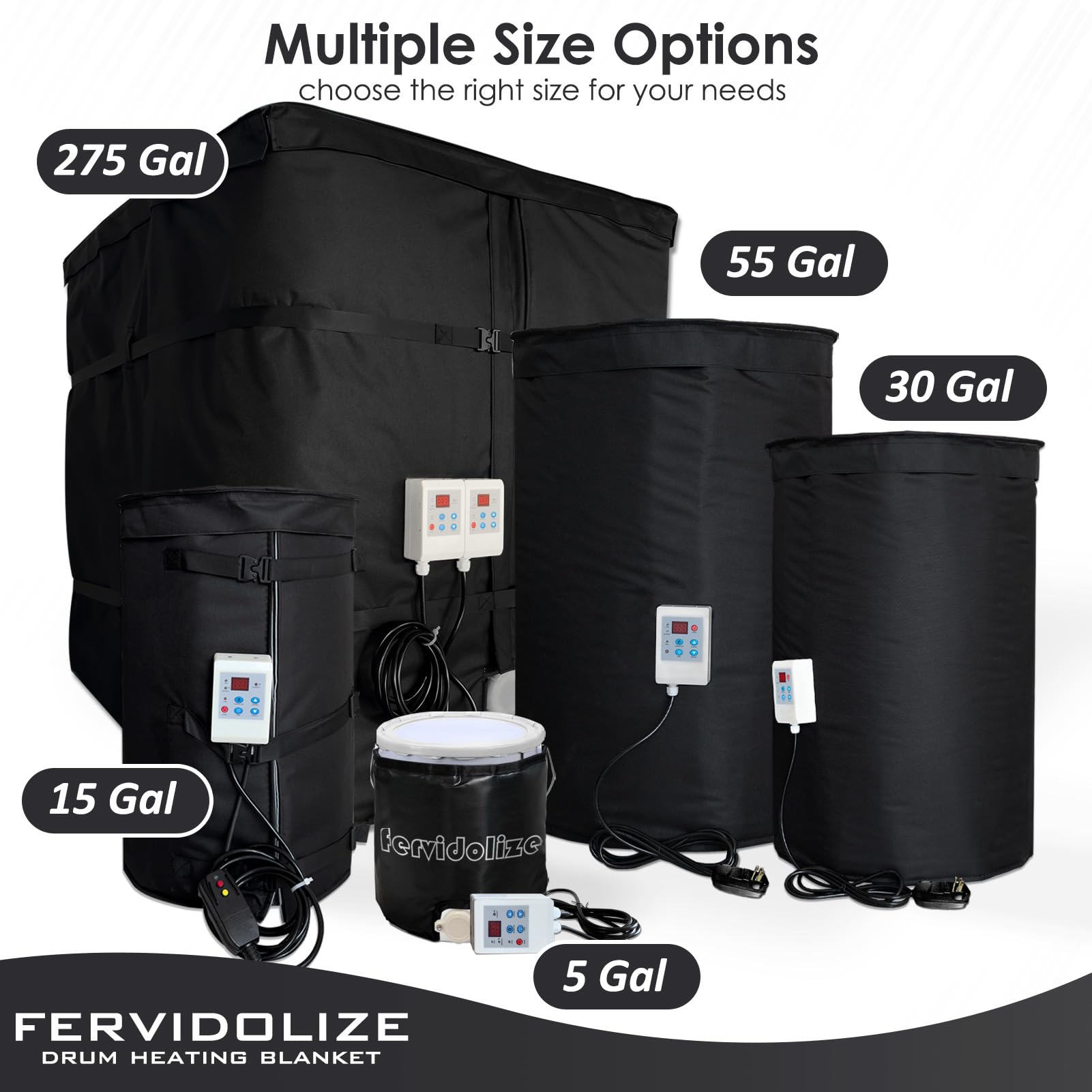 55 Gallon Drum Heater Blanket - 208L Adjustable Oil Pail Warmer with Thermostat & GFCI Plug | 202℉ Insulated Oxford Cloth Heating Band for Gas Cylinders & Industrial Drums | Winter Storage, Chemical Processing, Viscosity Control