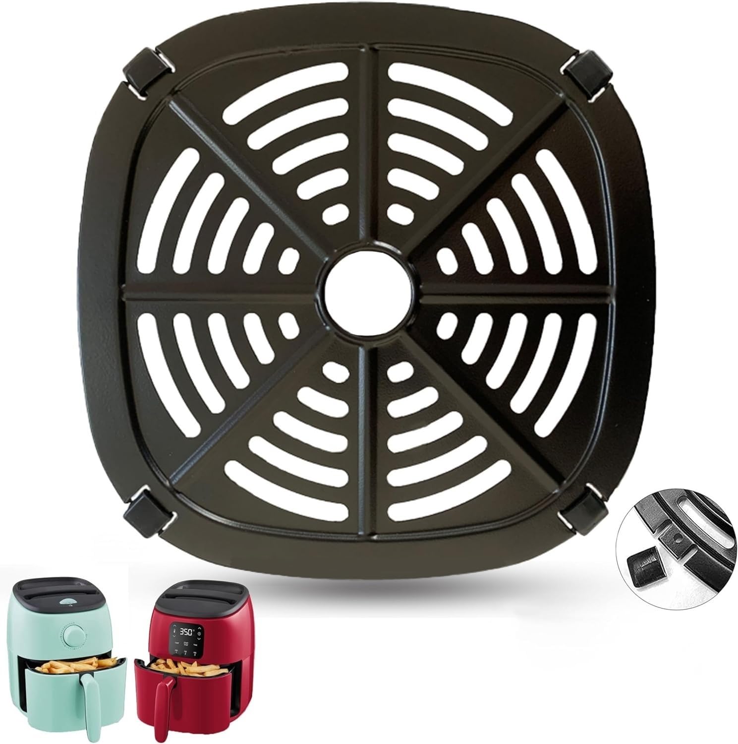 Upgraded 2.6QT Nonstick Air Fryer Crisper Plate & Grill Pan for DASH Air Fryers - Dishwasher Safe Accessory for Healthier Frying, Grilling & Roasting - Perfect for Chicken Wings, French Fries & Vegetables