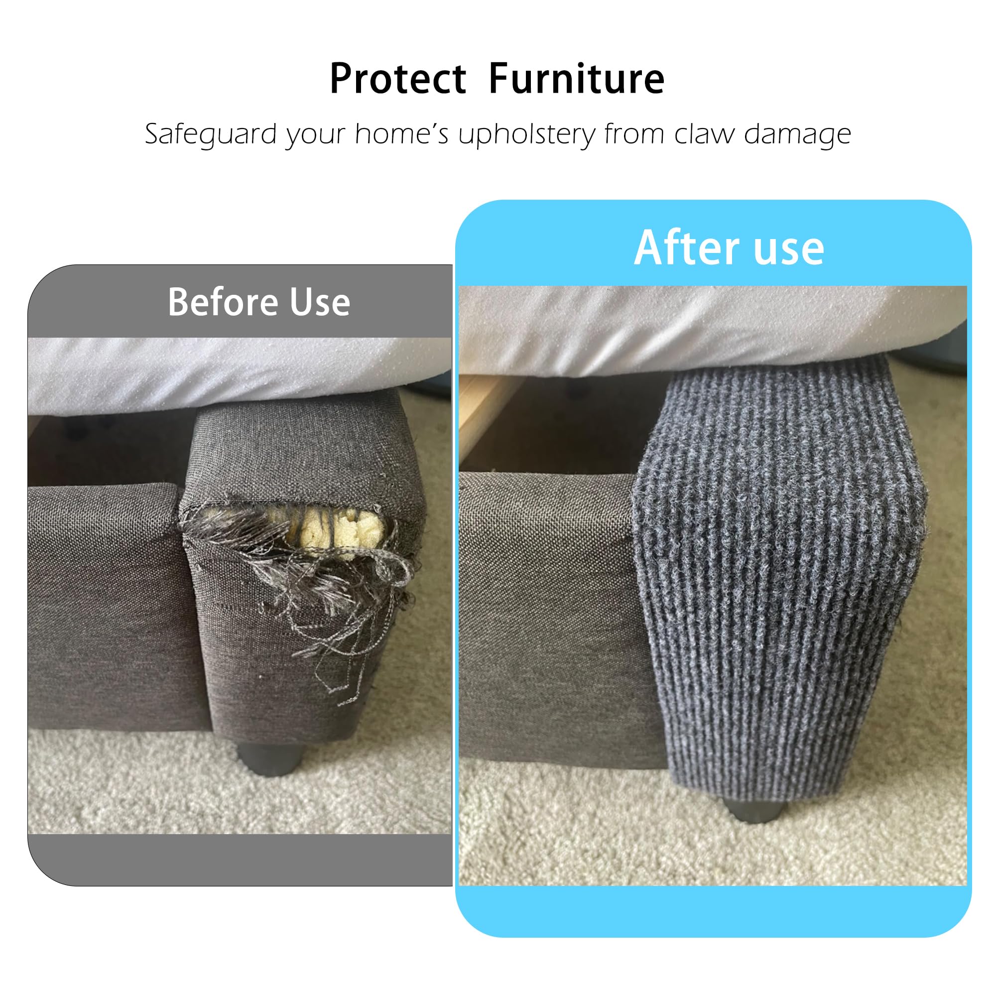 Self-Adhesive Cat Scratch Mat for Furniture Protection - 16 x 78 Inch Couch Protector Against Cat Claws (Gray) | Durable & Non-Slip Sofa Guard for Kittens & Cats | Perfect for Living Room, Bedroom & Home Decor