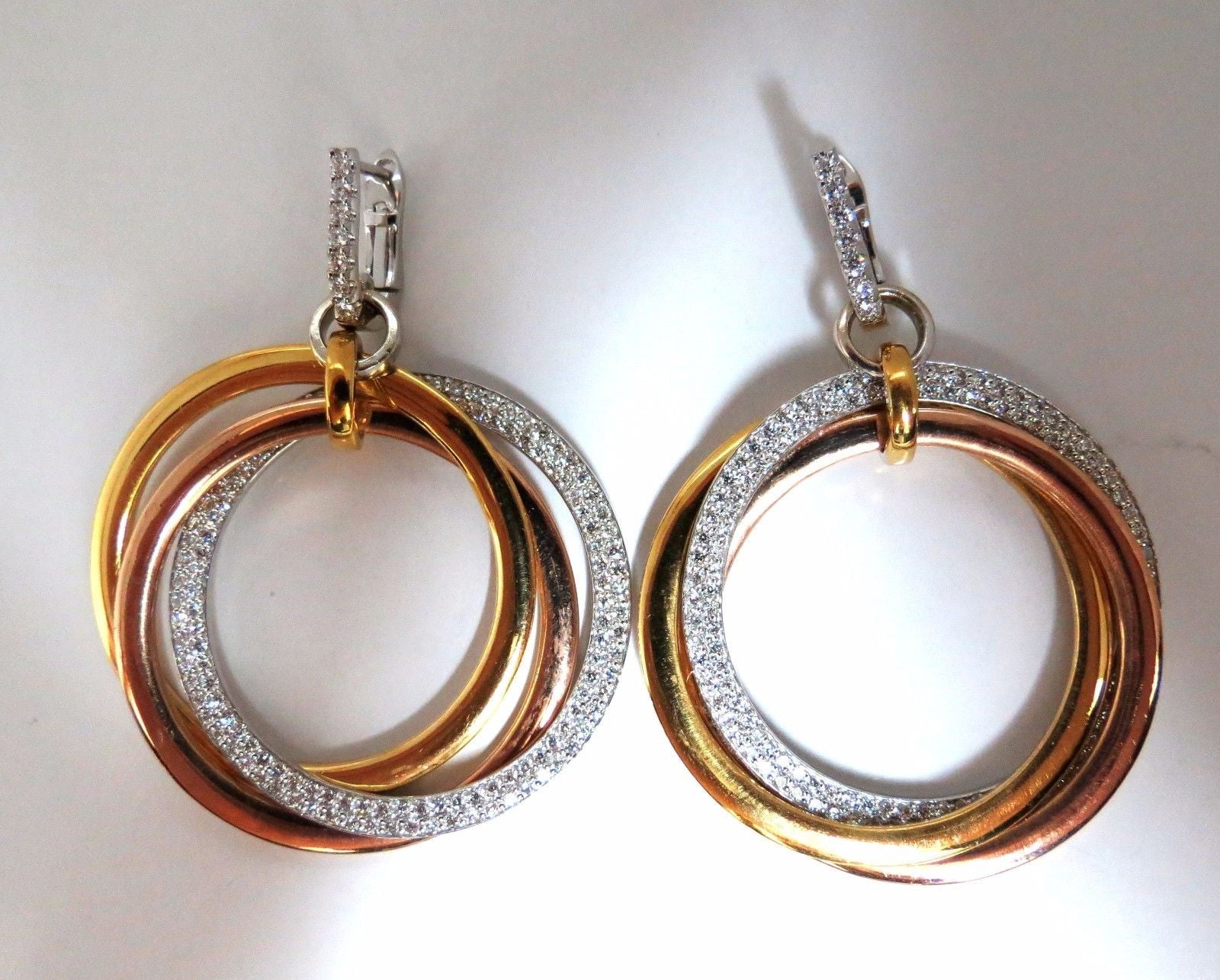 3.80ct Natural Diamond Rolling Loop Dangle Earrings in 14K Gold - Elegant Wedding, Party & Evening Wear Jewelry for Women