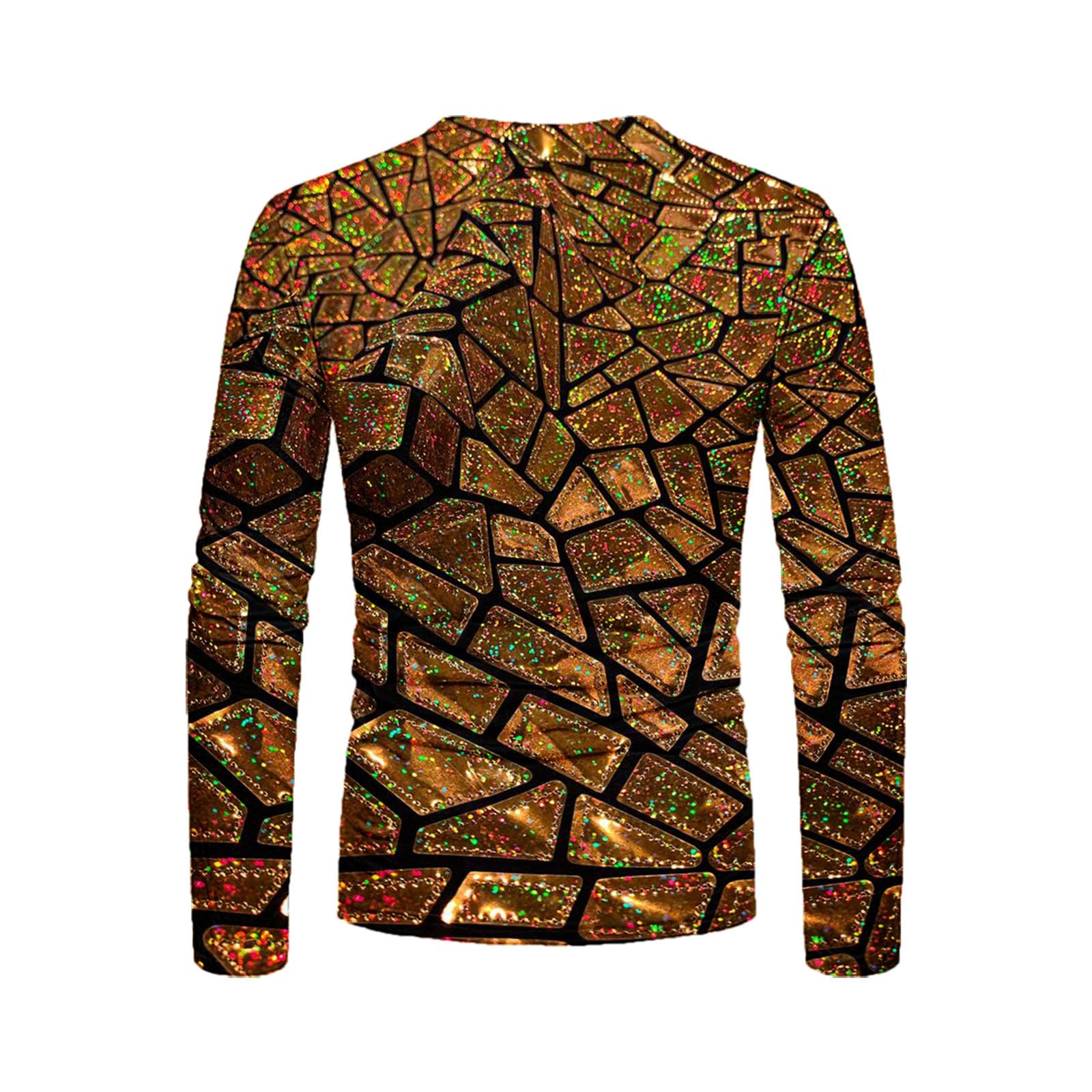 3D Printed Men's Long Sleeve Graphic Tee - Geometric Pattern Streetwear T-Shirt for Fall Fashion | Casual Wear, Layering & Everyday Outfits