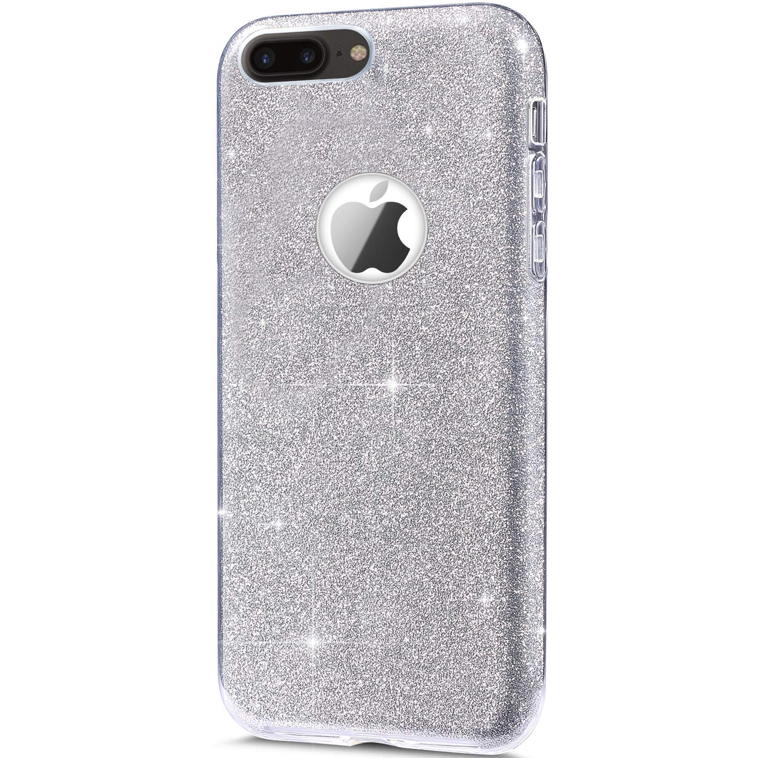 Shockproof Ultra Thin Glitter TPU Case for iPhone 7 Plus/8 Plus - Bling Protective Soft Silicone Cover with Bumper (Silver) | Perfect for Daily Use, Travel & Gift Giving