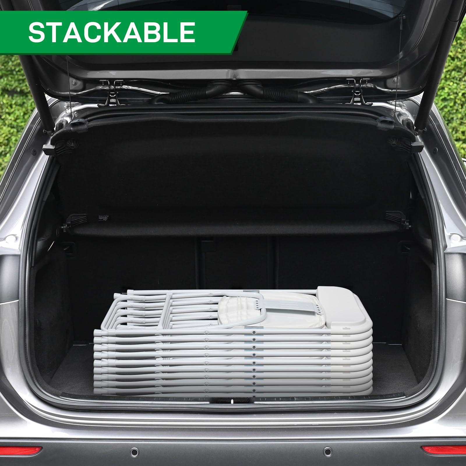 20 Pack White Plastic Folding Chairs - Heavy Duty 350lbs Capacity Stackable Party Chairs with Steel Frame | Portable for Indoor Outdoor Events, Weddings, Parties, Office & Home Use | Perfect for Backyard BBQs, Banquets, Picnics and Temporary Seating