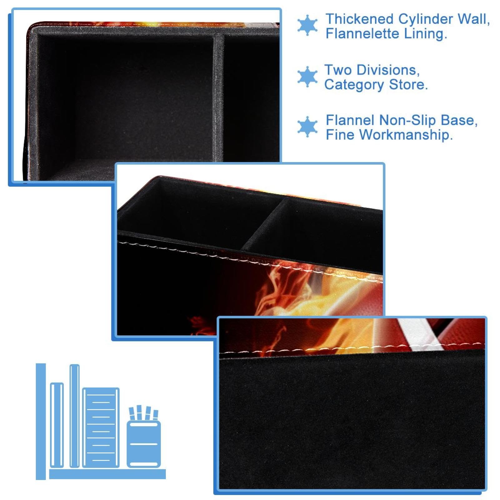 Desk Pen Holder & Pencil Organizer - American Football & Fire Design Office Supplies for Home, Office, and School Organization