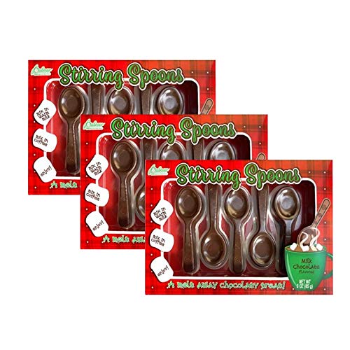 Palmer Milk Chocolate Flavored Stirring Spoons - 3 oz (3 Pack) - Perfect for Coffee, Hot Cocoa & Baking - Rich Chocolate Flavor Stirrers for Drinks & Desserts