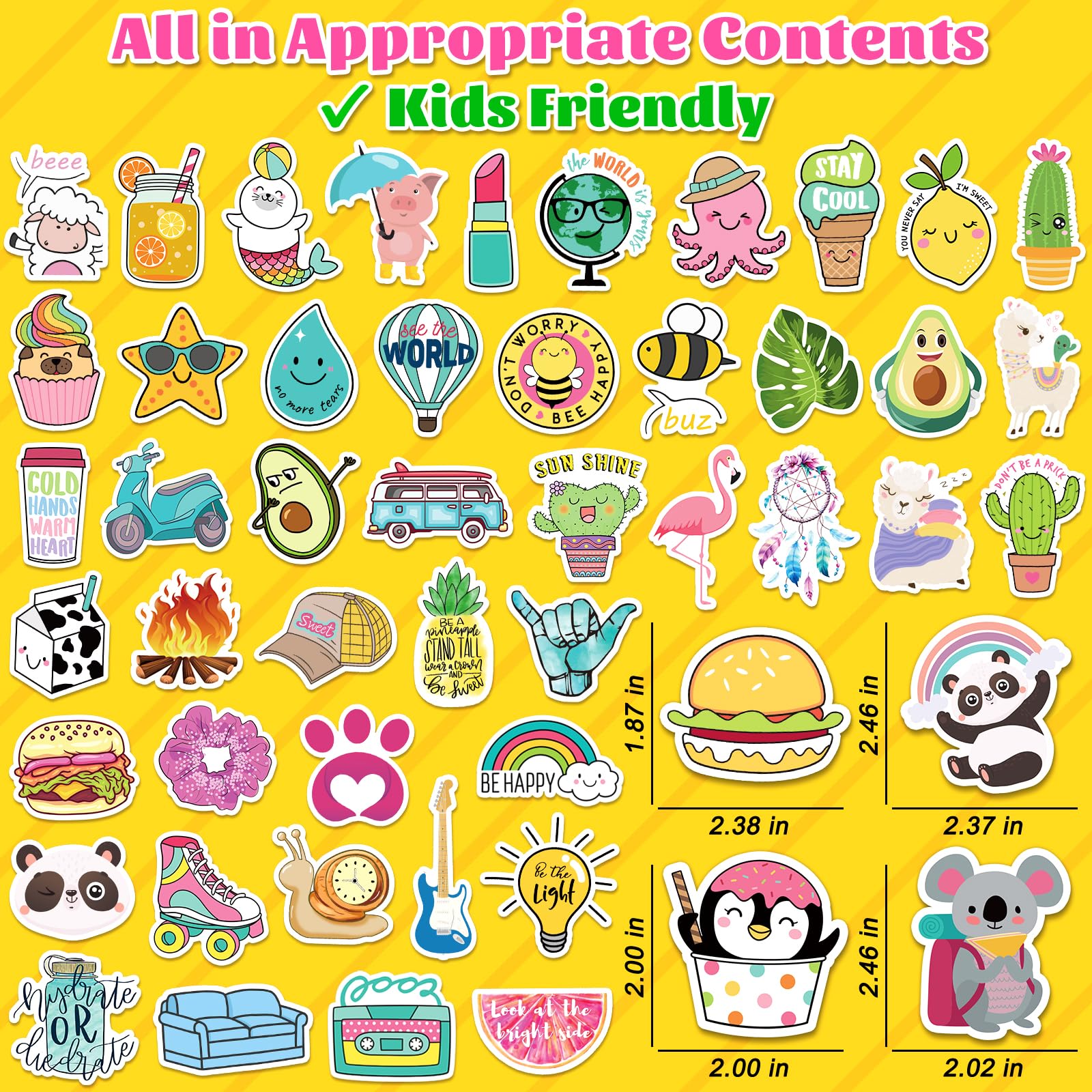 200Pcs Cute VSCO Stickers Bulk Pack - Waterproof Vinyl Stickers for Hydro Flask, Water Bottles, Scrapbooks - Perfect for Teens, Girls & Kids - Great for DIY Crafts, School Supplies & Personalizing Belongings