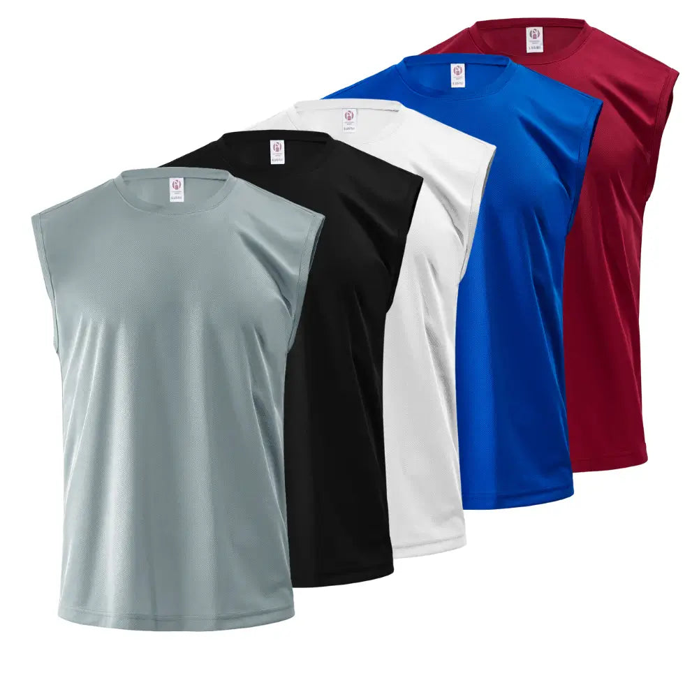 5 Pack Men's Sleeveless Shirt Vests - Breathable Athletic Tank Tops for Gym, Running & Summer Outdoor Activities