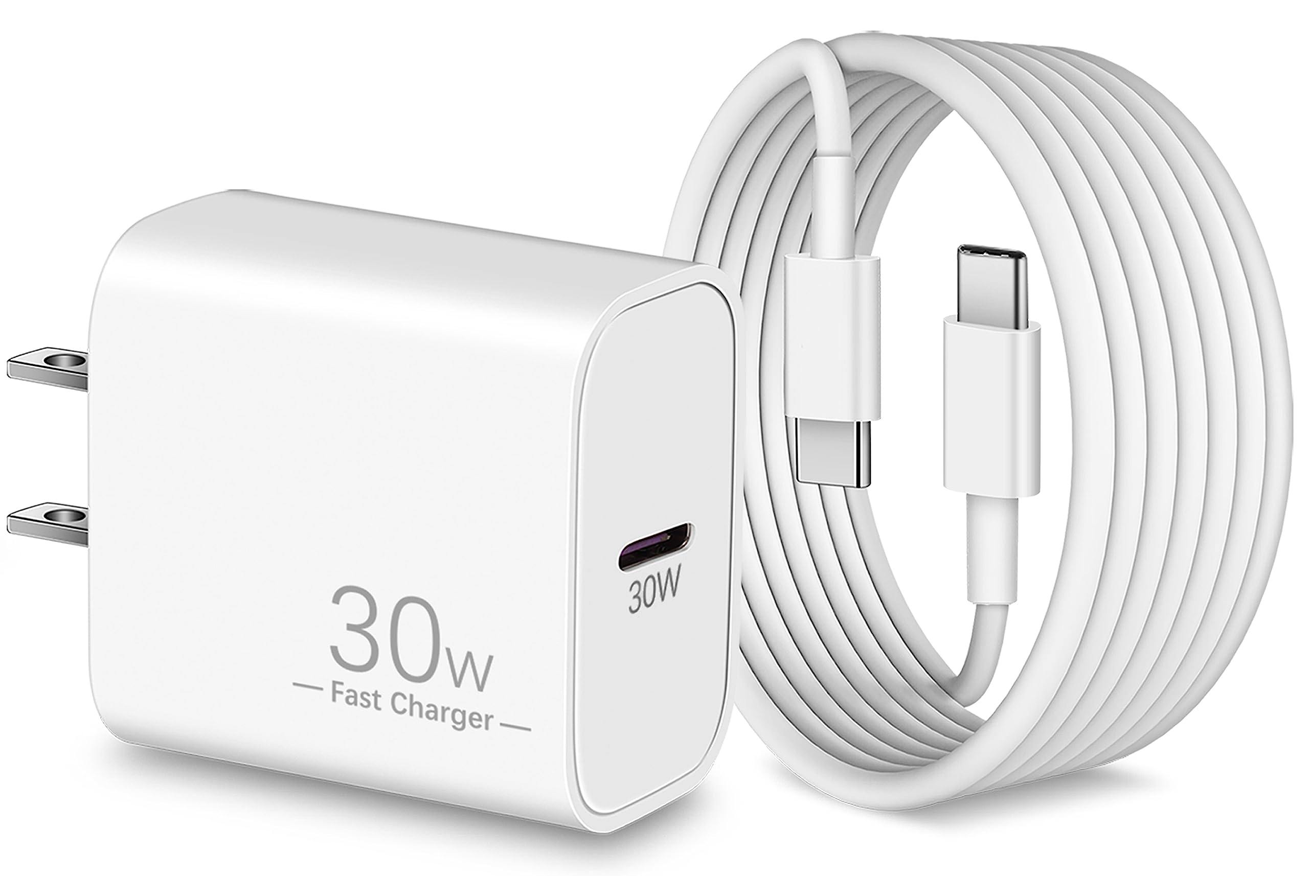 30W USB C Fast Charger Block with 6FT Cable - PD Charger for iPhone 15/15 Plus/15 Pro Max, Google Pixel 8/7/6/5/4, iPad Pro/Air/Mini - Perfect for Home, Office & Travel Charging