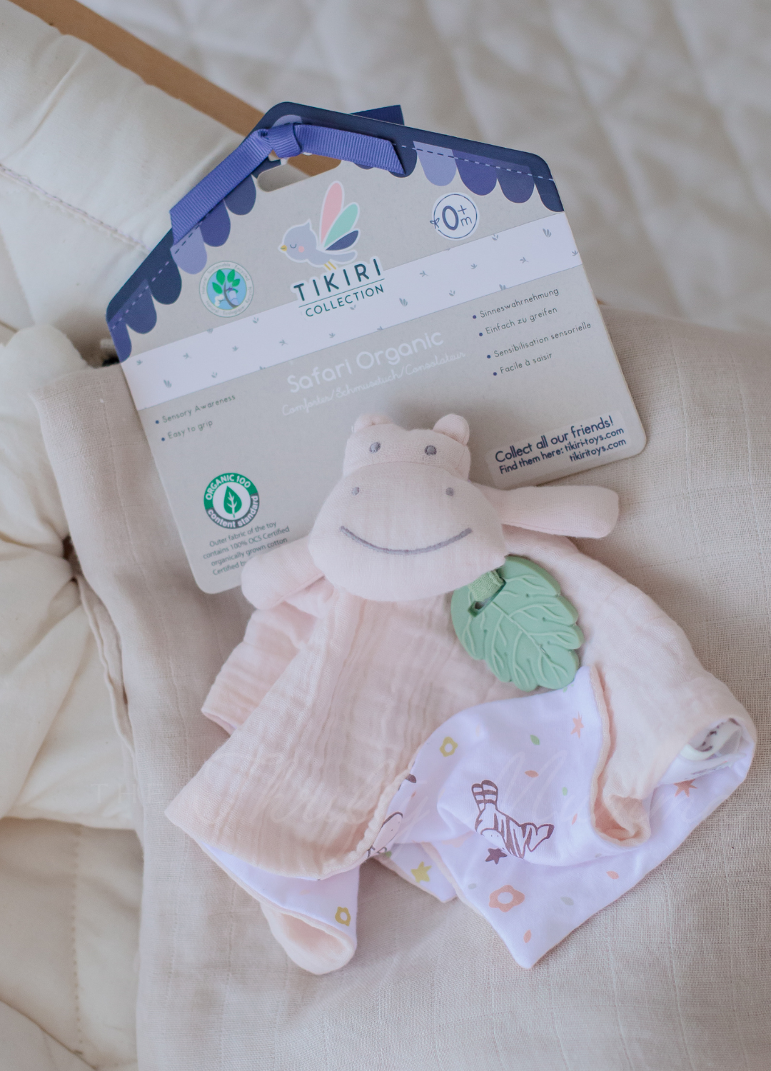 Organic Baby Comforter with Natural Rubber Teether - Soft & Safe for Newborns & Toddlers - Perfect for Soothing, Teething & Sleep Time