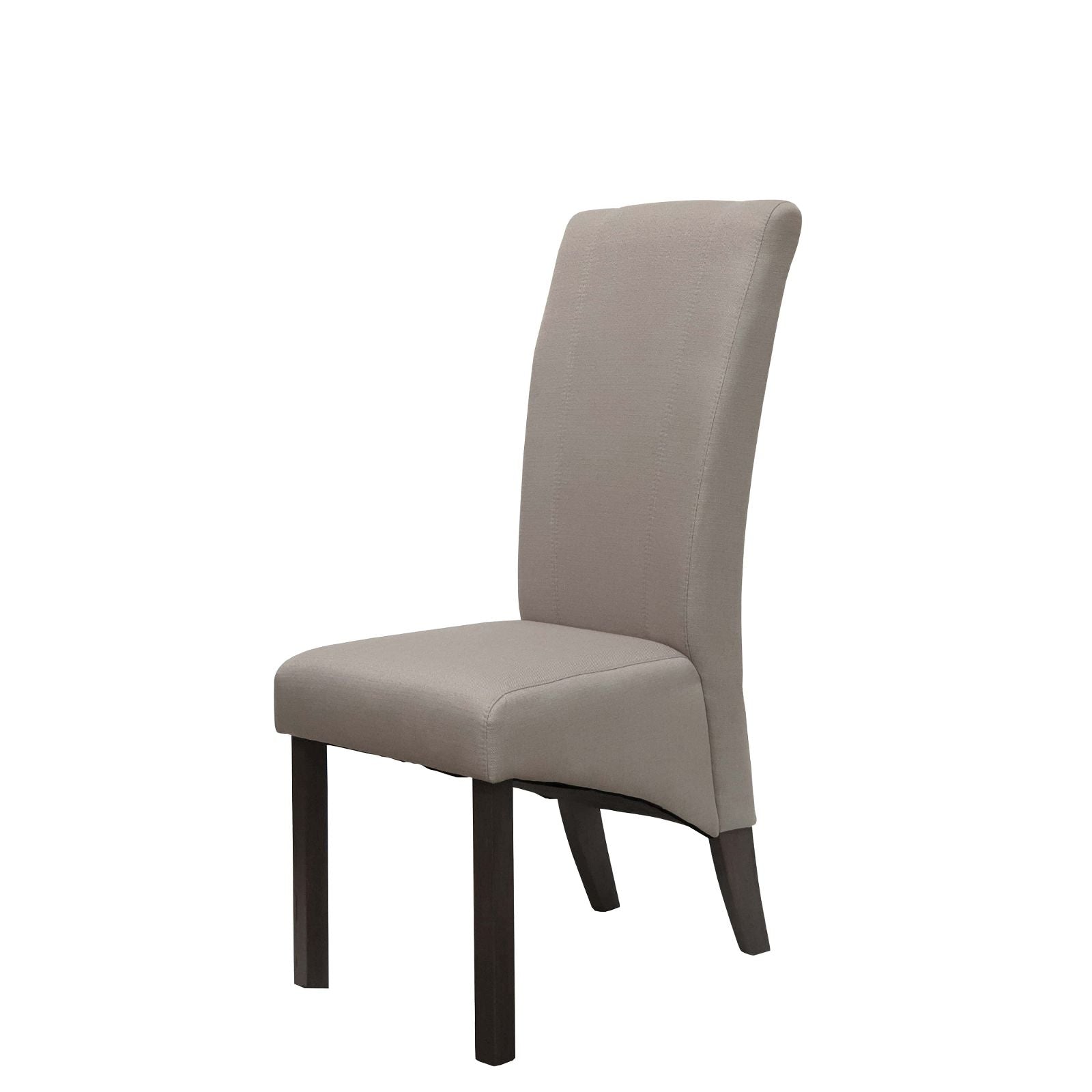 Chrome Fabric Dining Chairs with Rubberwood Legs in Textured Dry Grey Oak Finish - Set of 2 Modern Kitchen Chairs for Dining Room, Breakfast Nook & Small Space Decor