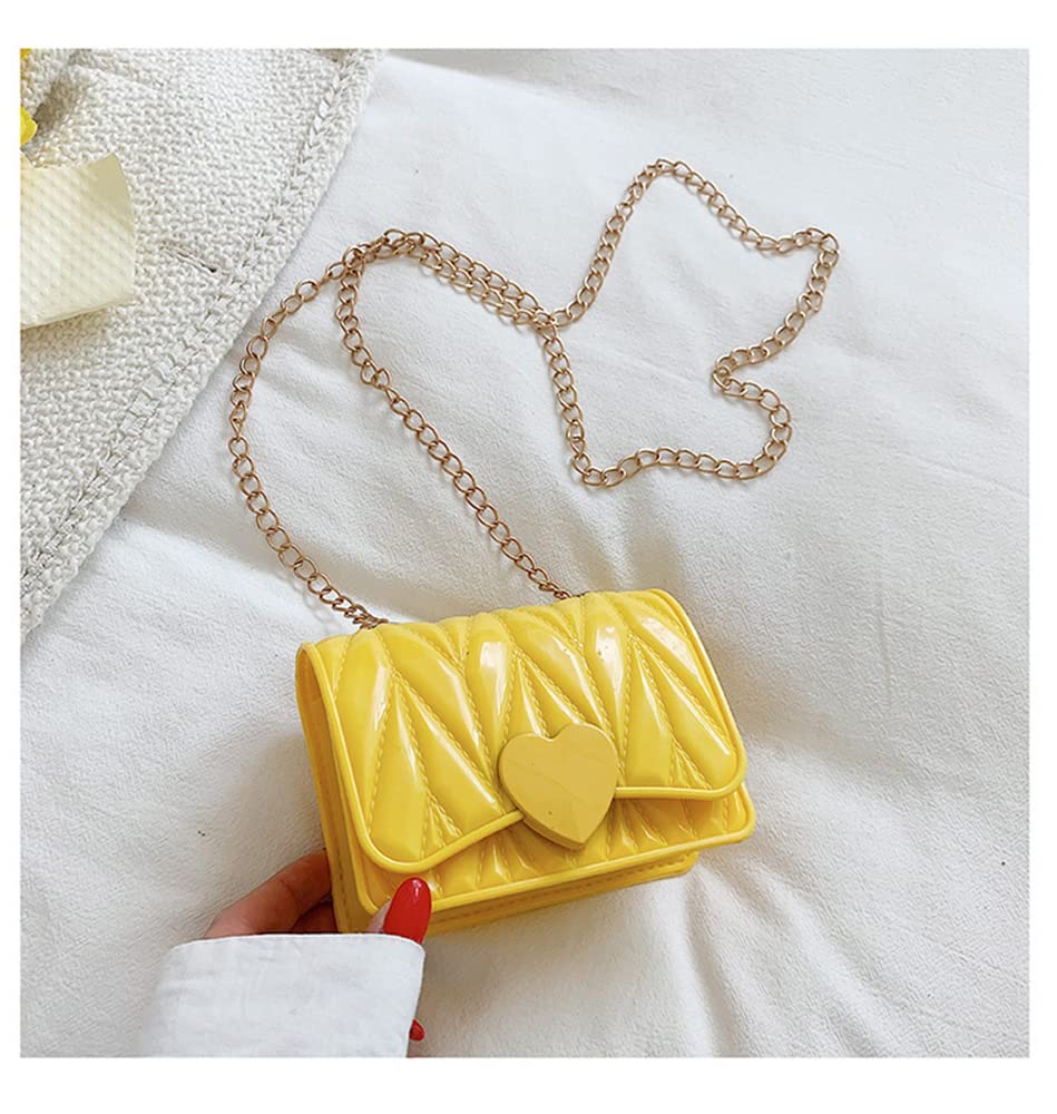 Cute Mini Shoulder Bag for Little Girls - Heart Shaped Crossbody Purse for Toddlers & Kids (Yellow) | Perfect for School, Parties & Daily Use