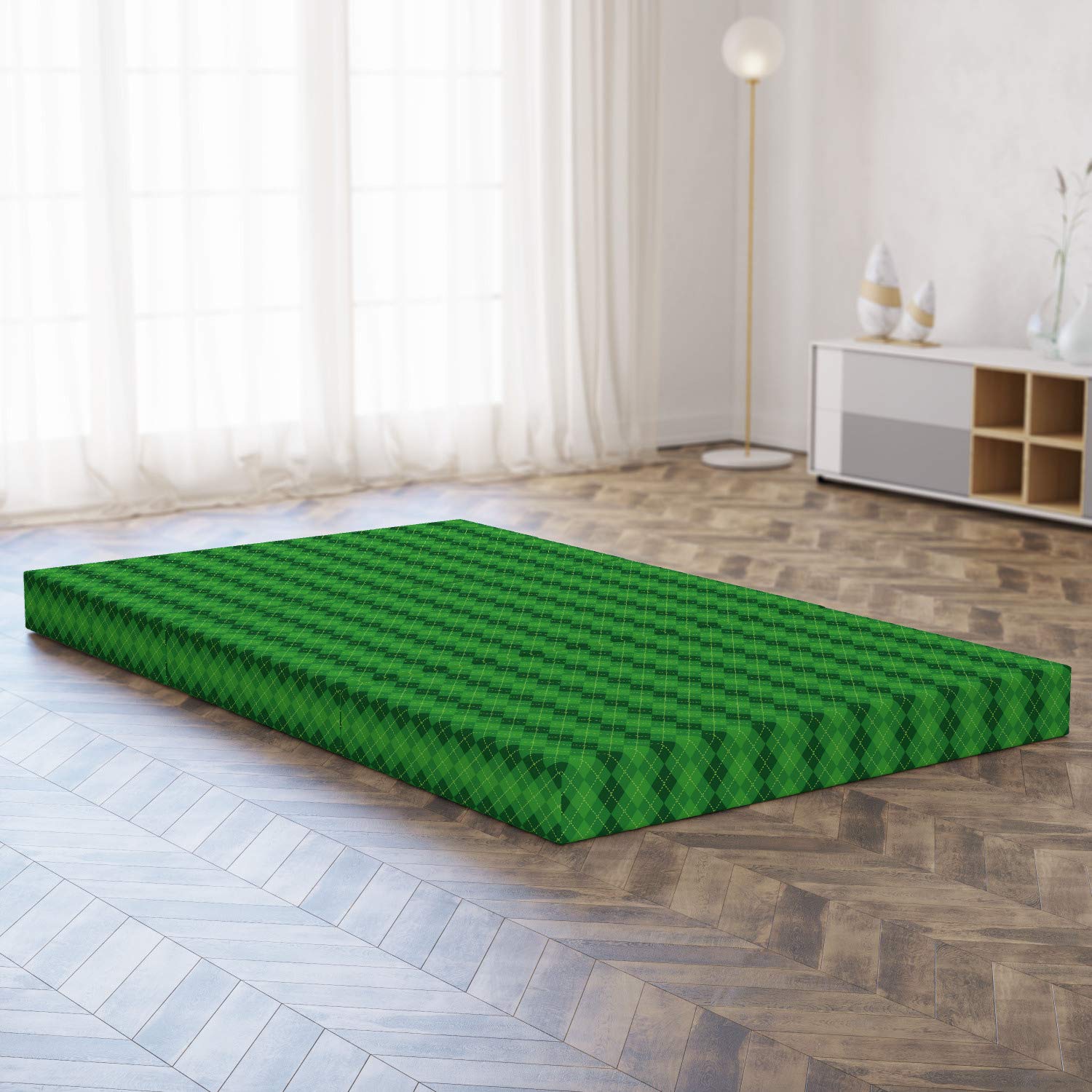 Ambesonne Irish Foldable Mattress - Tartan Plaid Design, 78.7