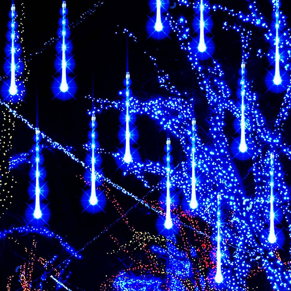 288 LED 8 Tubes String Lights - Meteor Shower Rain Lights & Icicle Snow Falling Lights for Christmas Tree - Outdoor Waterproof Holiday Decoration for Garden, Patio, and Xmas Party Decor