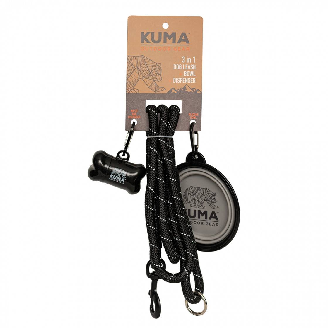 KUMA 3-in-1 Dog Leash - Retractable, Hands-Free & Reflective for Small Medium Large Dogs - Perfect for Walking, Running & Hiking with Your Pet