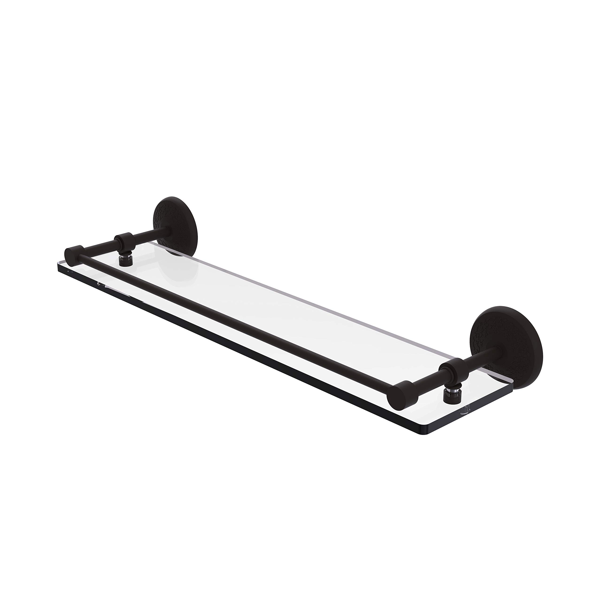 Allied Brass MC-1/22-GAL-ORB 1 Gallon Monte Carlo Glass Shelf with Oil Rubbed Bronze Finish - 22 Inch Tempered Gallery Rail for Bathroom, Kitchen, or Living Room Storage