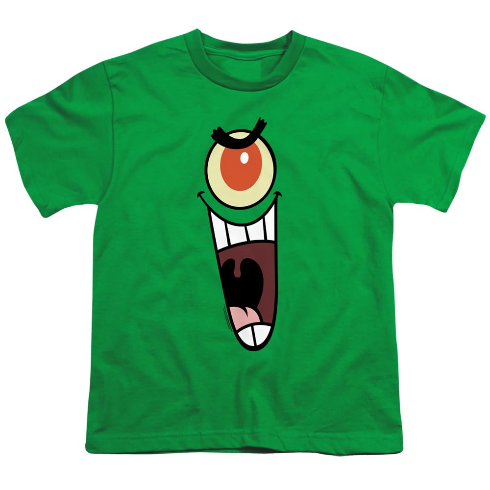 Popfunk Classic SpongeBob Plankton Sinister Face Graphic T-Shirt for Men & Women - Fun Cartoon Tee for Kids, Teens & Adults - Perfect for Casual Wear, Cosplay & Nickelodeon Fans