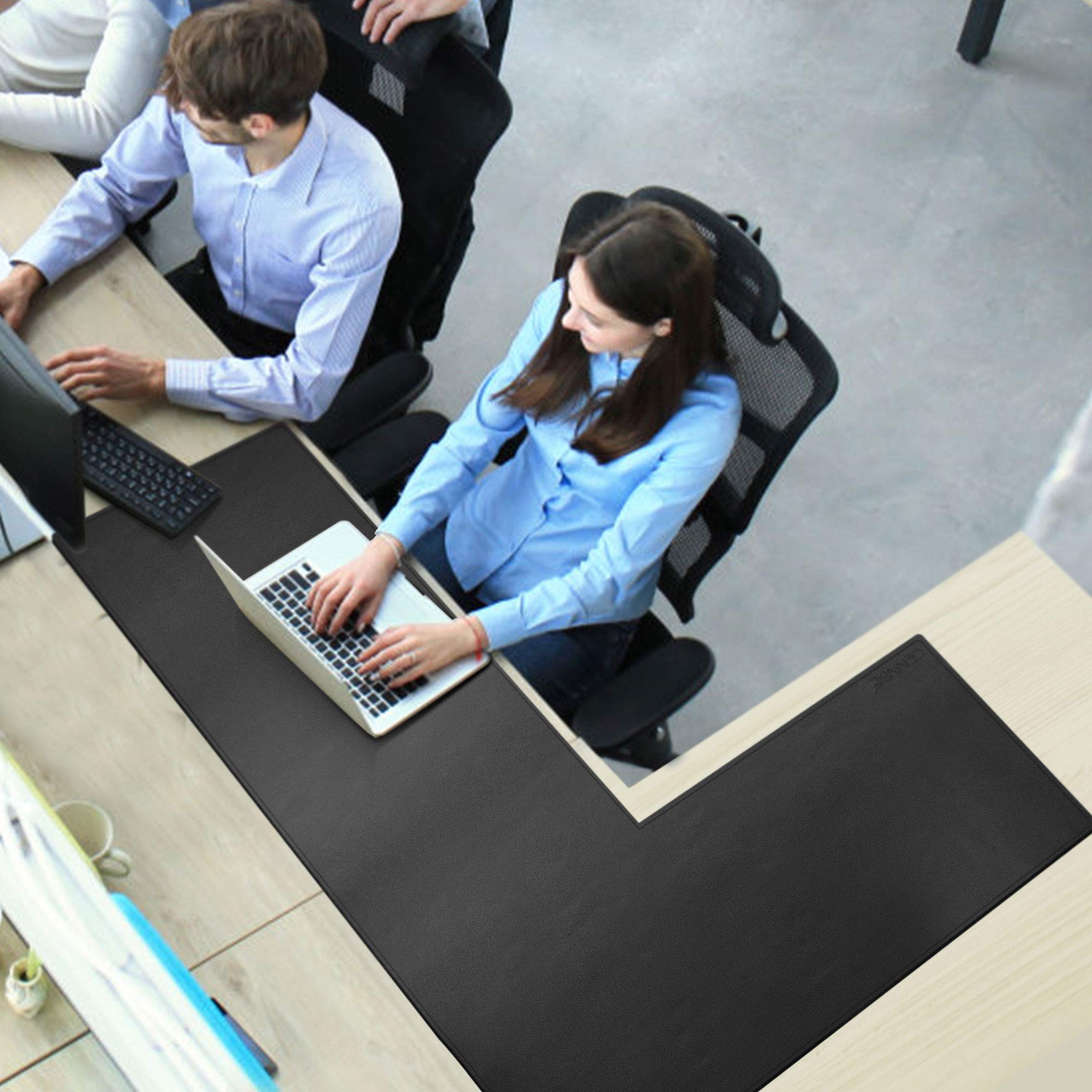 L Shaped Desk Pad - Dual Sided Leather Gaming Mat (43x51x16in) for Home Office & Gaming Setup