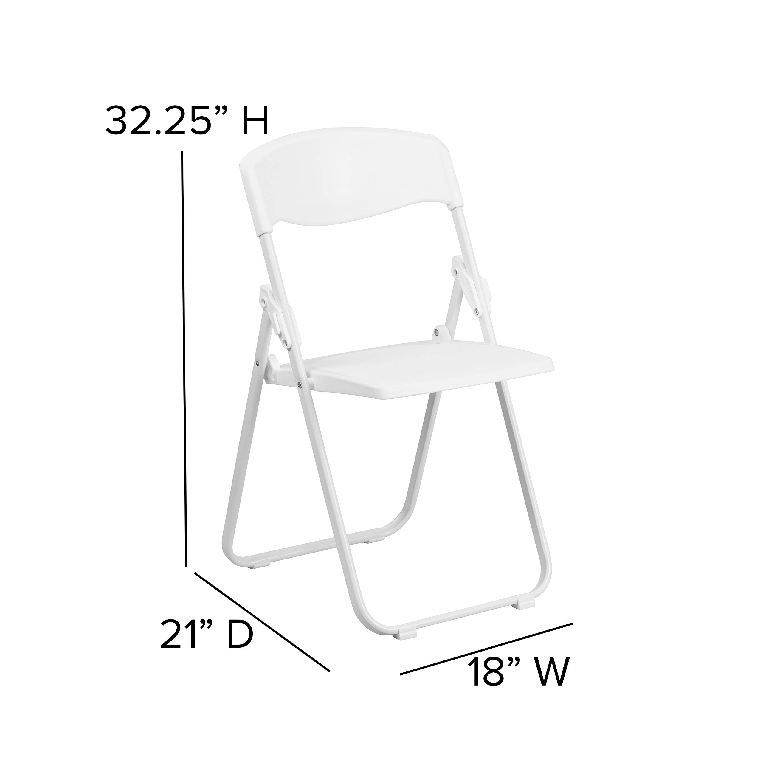 EMMA + OLIVER 2 Pack White Plastic Folding Chairs with Built-in Ganging Brackets - Lightweight Stackable Chairs for Outdoor Events, Parties, and Temporary Seating