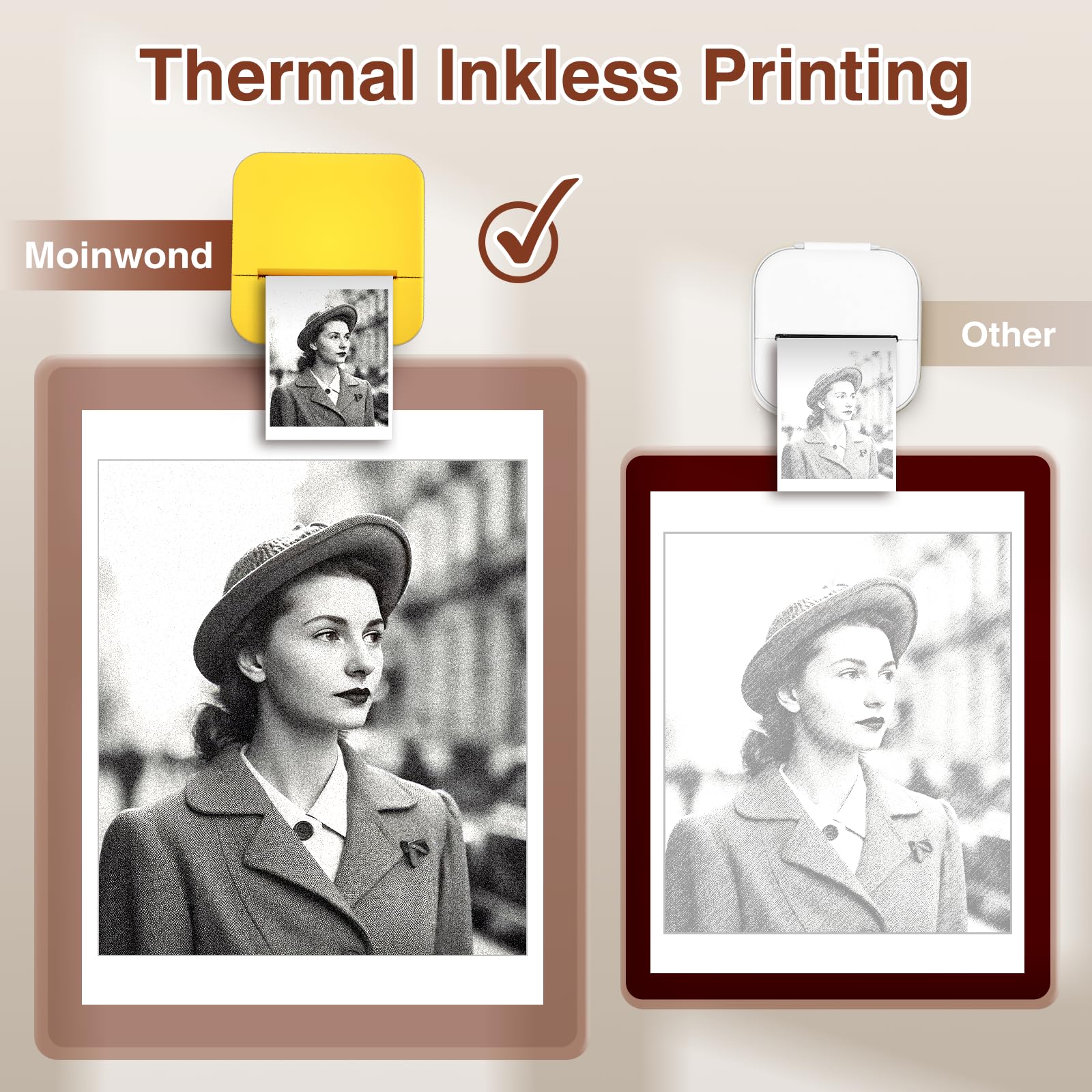 Mini Portable Bluetooth Thermal Sticker Printer - Inkless Rechargeable Sticker Maker for DIY Journals, Notes, Memos & Photos | Compact Pocket Printer with Thermal Paper | Perfect for Scrapbooking, Labeling & Creative Projects (Yellow D1)
