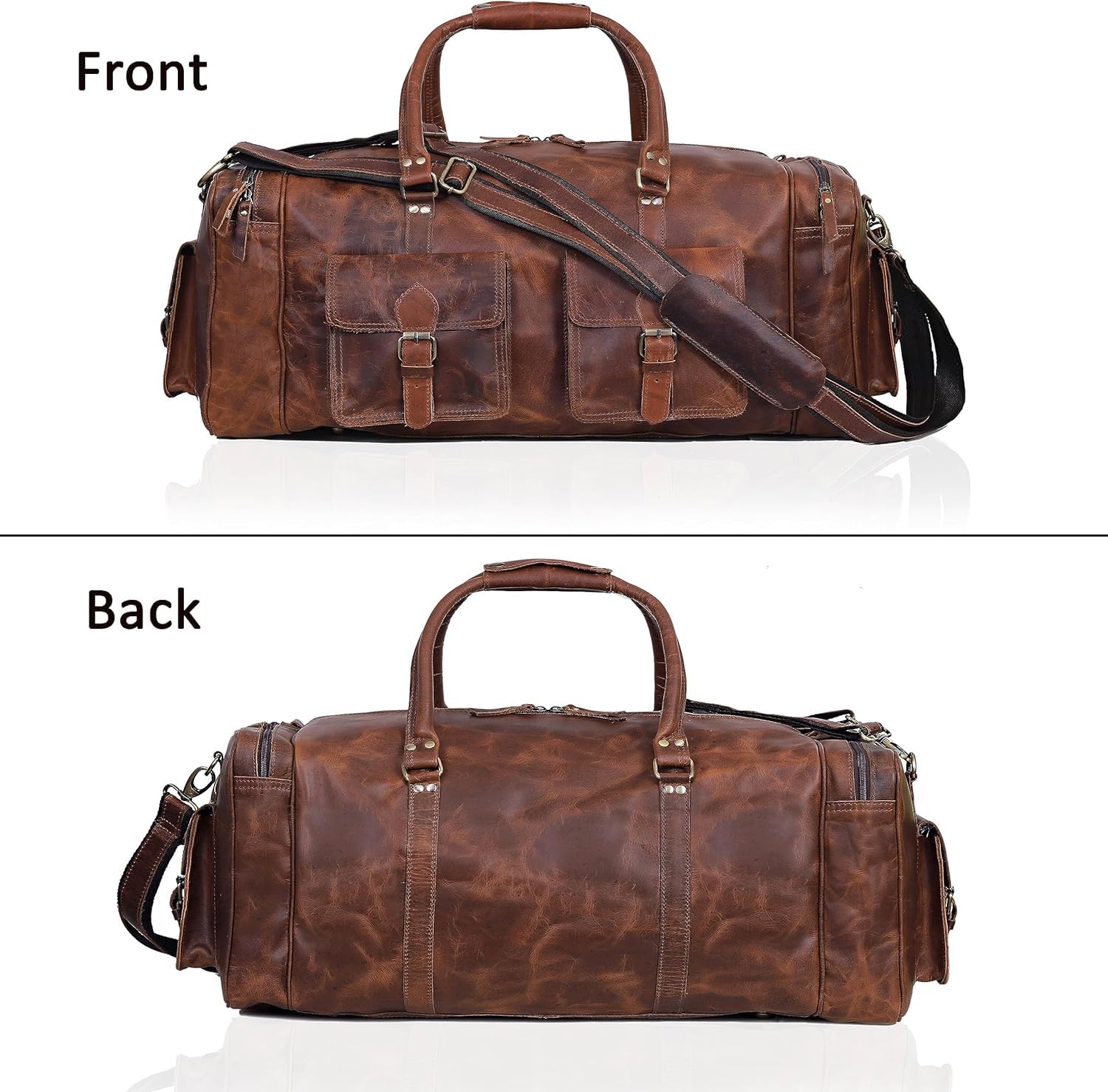 Premium Large Duffel Bags for Men - Genuine Leather Travel Holdall, Spacious Gym & Sports Weekender Bag - Perfect for Overnight Trips, Workouts & Weekend Getaways