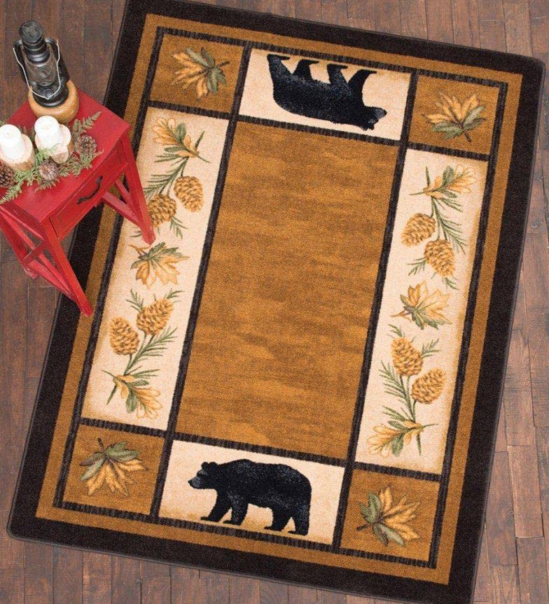 Premium Bear Skin Area Rug - Luxury Durable Non-Slip Throw Rug for Cabin Decor (4x6, 5x7, 8x10 ft) - Brown/Red Wildlife Rug - Perfect for Living Room, Lodge, Hunting Cabin & Rustic Home Decor