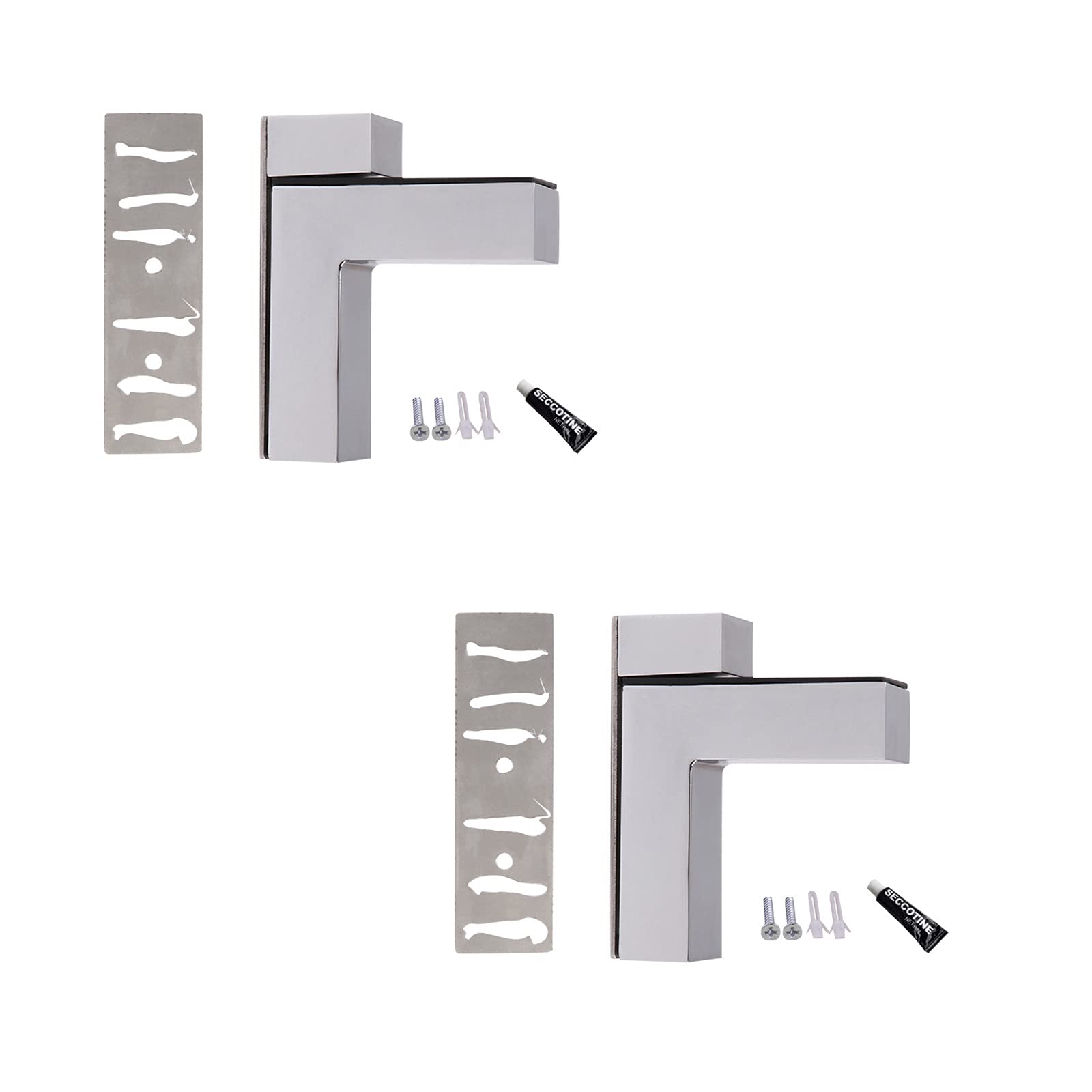 Wall Shelf Bracket 20ML - Adjustable Wood/Glass Mount Holder for Home & Office Storage (Shiny Silver)