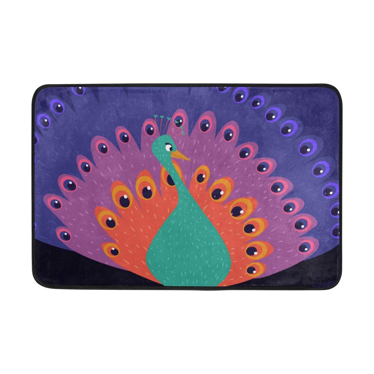 Non-Slip Peacock Design Indoor Doormat - Modern Entrance Rug for Front Door, Office, Bathroom & Toilet - Soft Welcome Mat for Home Decor & Safety (Perfect for High-Traffic Areas & Wet Floors)