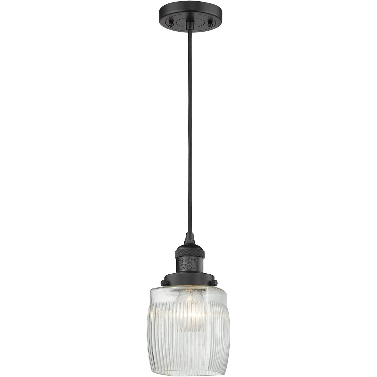 Innovations 201C-BK-G302-LED Matte Black Mini LED Pendant Light - Modern Lighting for Kitchen Island, Dining Room & Bedroom