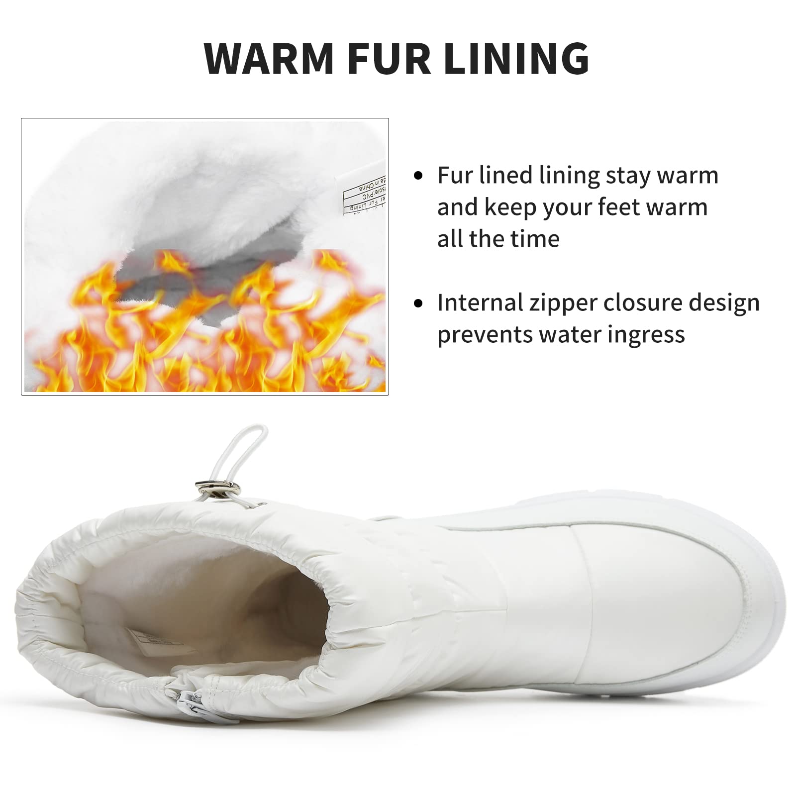 FRACORA Women's Winter Snow Boots - Fur Lined Mid Calf Warm Slip On Boots for Women | Waterproof Cold Weather Booties for Snowy Days, Outdoor Activities & Casual Wear