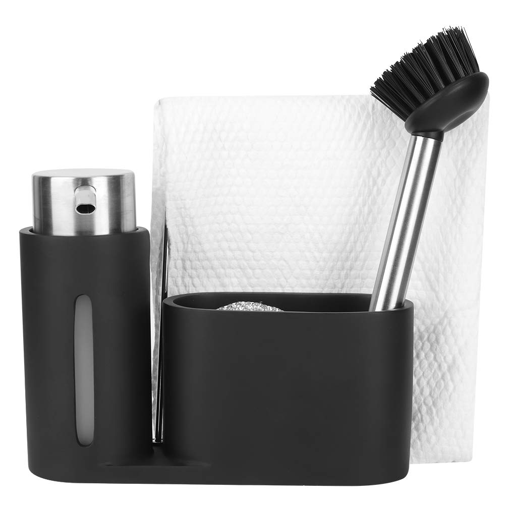 Stainless Steel Detergent Dispenser Rack - Durable Kitchen Soap Holder for Home & Restaurant Use - Perfect for Dishwashing, Cleaning Brushes & Wire Balls Storage
