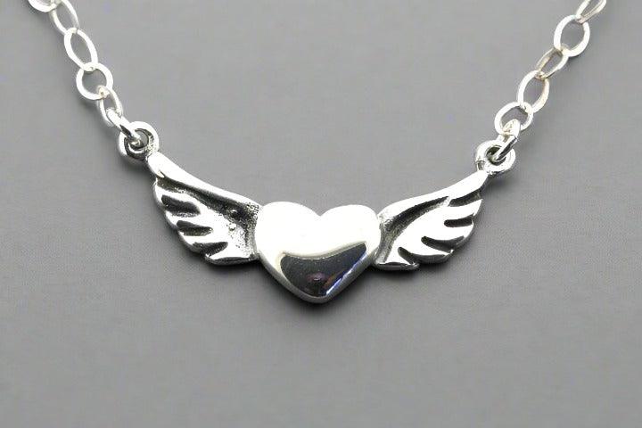Flying Heart Necklace Sterling Silver - Elegant 925 Silver Jewelry for Women, Perfect Gift for Valentine's Day, Anniversary & Special Occasions