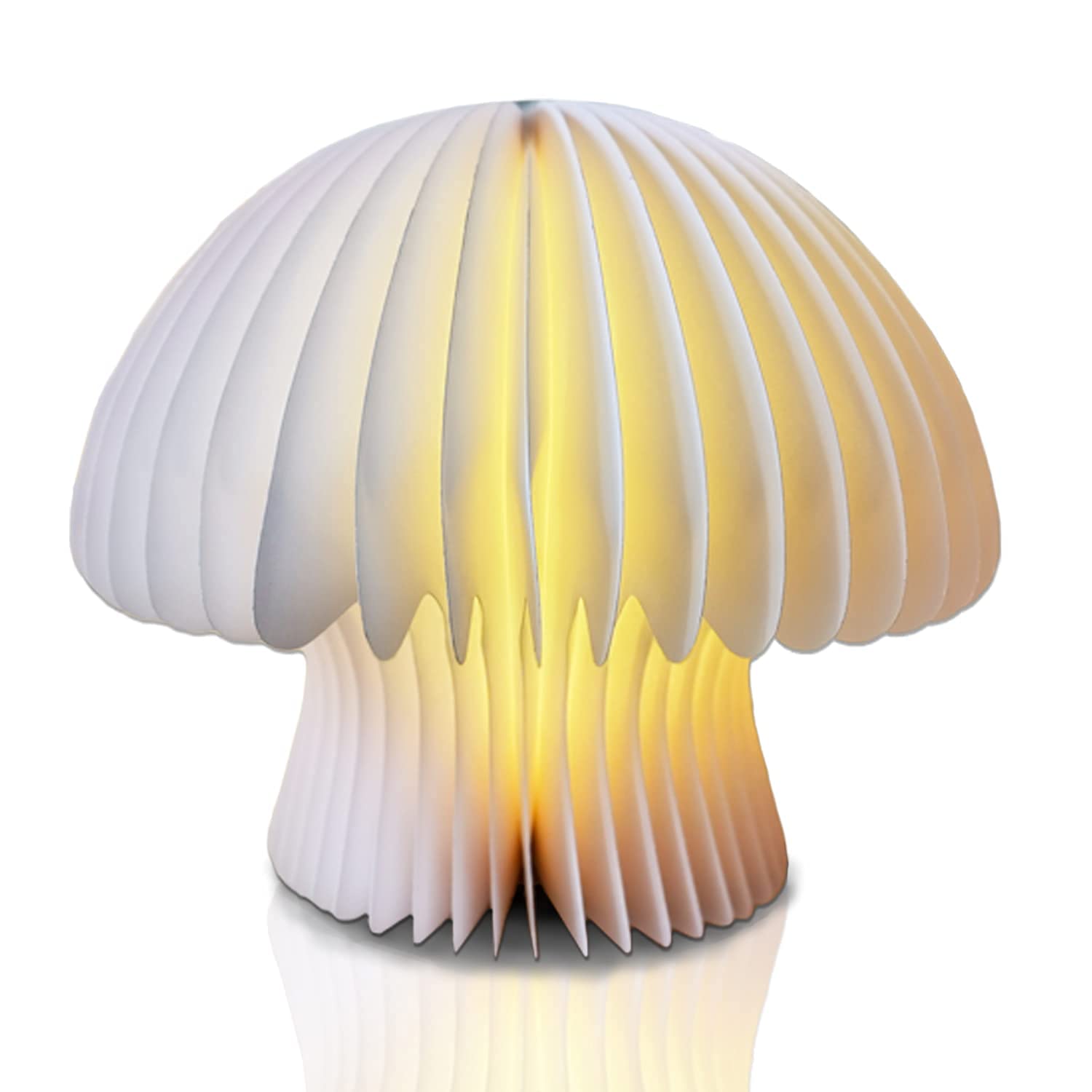 Bamboo Mushroom Lamp - Wooden Folding Book Light with 16 Color Dimmable LED, Cordless Desk Night Light for Bedroom, Nightstand, Living Room | Perfect Gift for Birthday, Home Decor, Reading & Relaxation