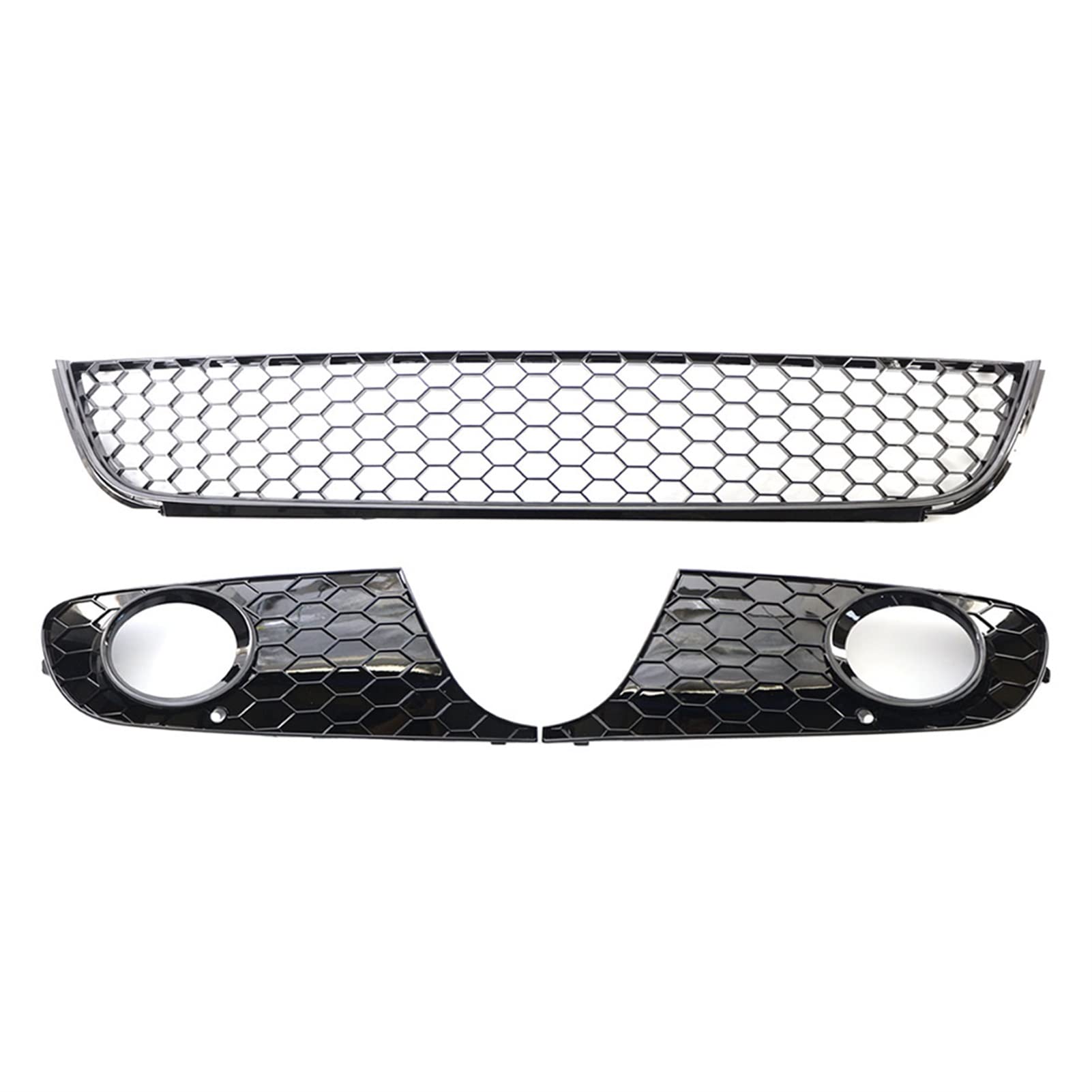 YCHUAN ABS Honeycomb Front Bumper Grille with Fog Light Cover for Volkswagen Golf 6 Jetta MK6 (2009-2013) - 3 Piece Set | Durable Car Styling Upgrade for Enhanced Appearance & Protection