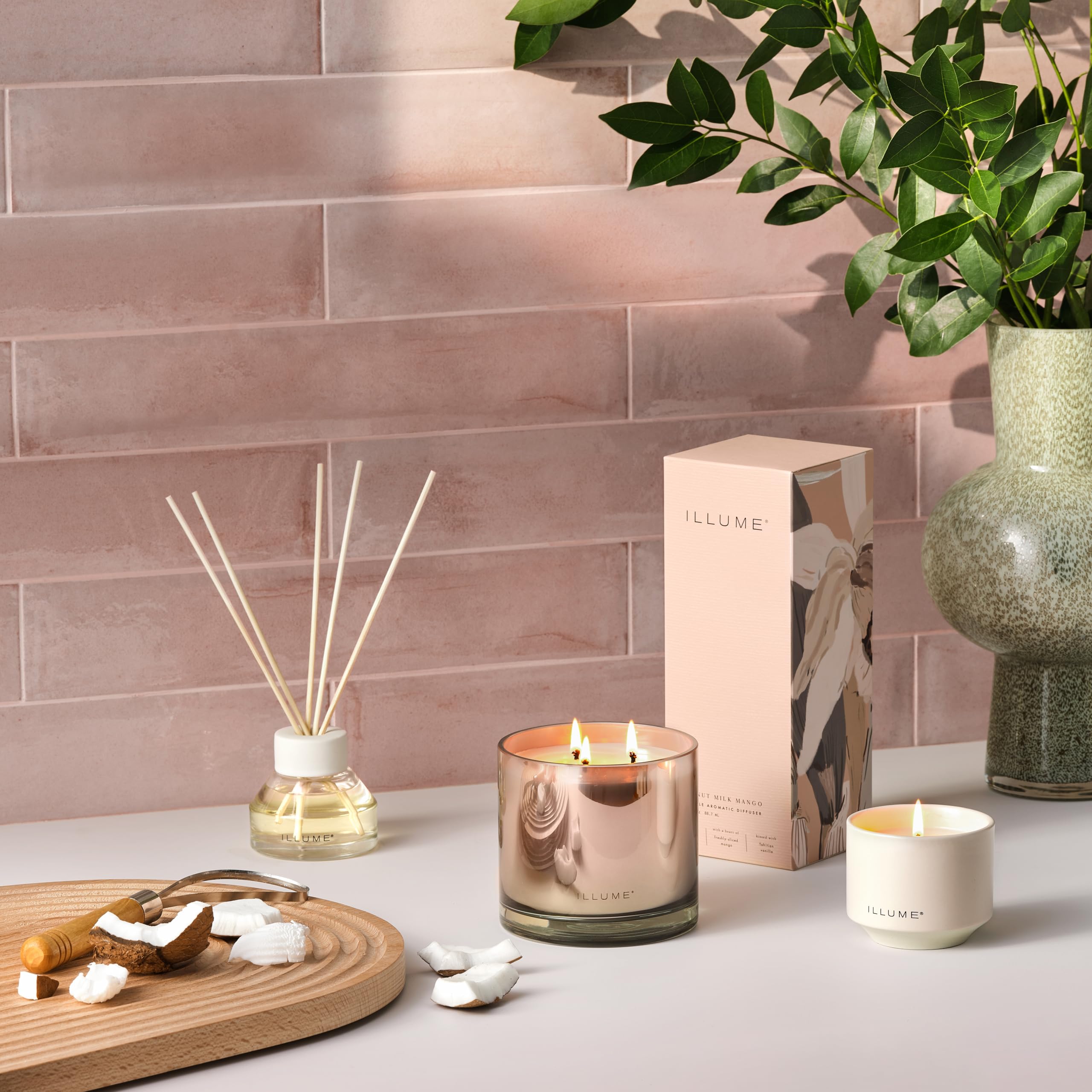 Illume Beautifully Done Essentials Coconut Milk Mango Scented Candle in Decorative Tin - Perfect for Home Decor, Spa Relaxation & Romantic Ambiance