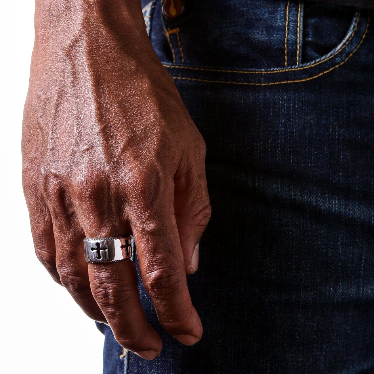 925 Sterling Silver Men's Band Ring with Cross Engraving - Perfect for Weddings, Anniversaries & Everyday Wear