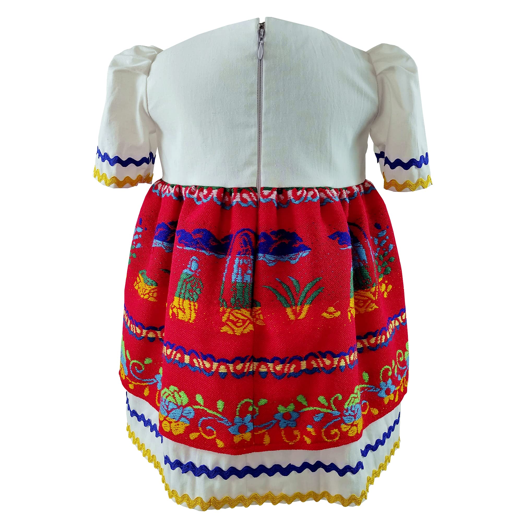 Handmade Embroidered Virgin of Guadalupe Baby Girl Dress - 100% Cotton Lupita Toddler Dress for 6 Months - Perfect for Baptism, First Communion & Special Occasions