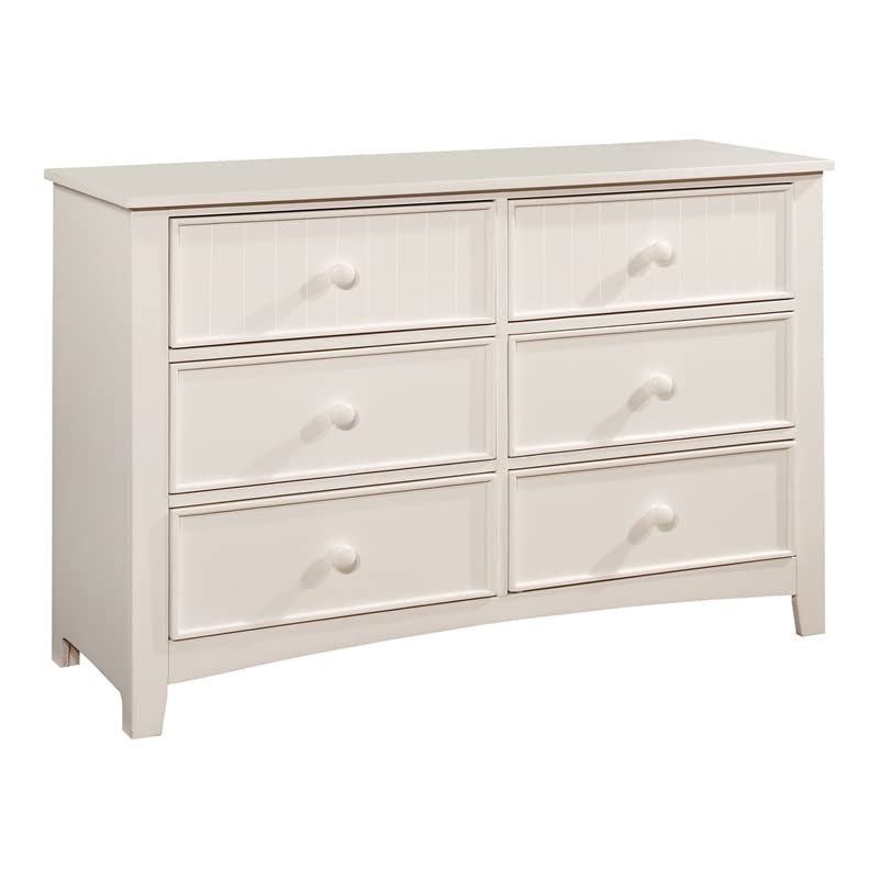Furniture of America Dimanche Solid Wood 6-Drawer Double Dresser in White - Modern Bedroom Storage Solution for Clothes & Accessories